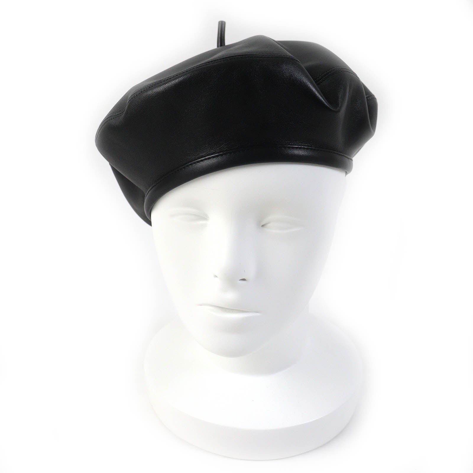 Dior Lamb Leather Silk Beret Hat Black