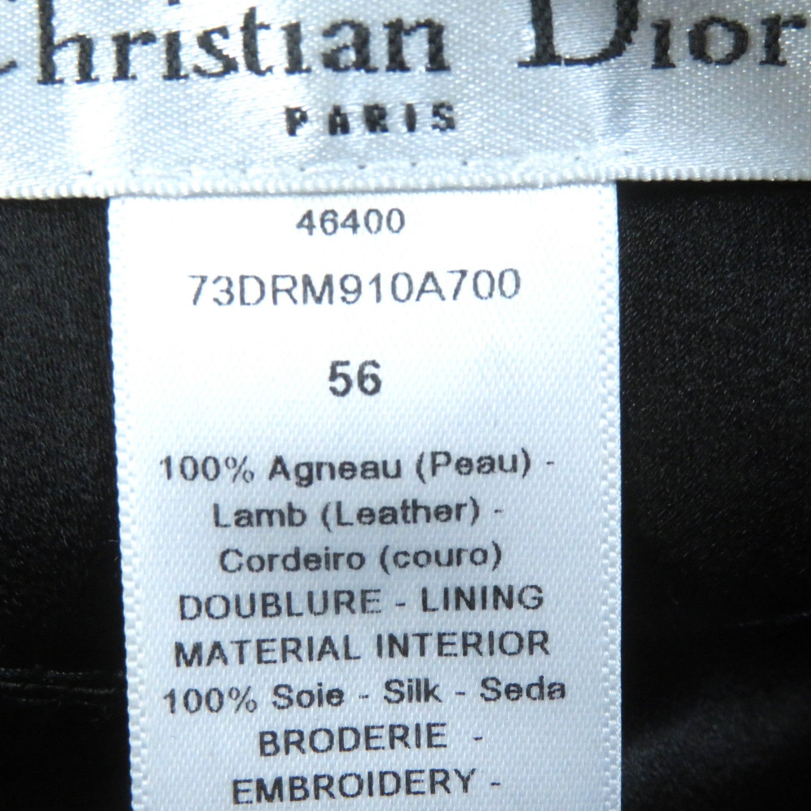 Dior Lamb Leather Silk Beret Hat Black