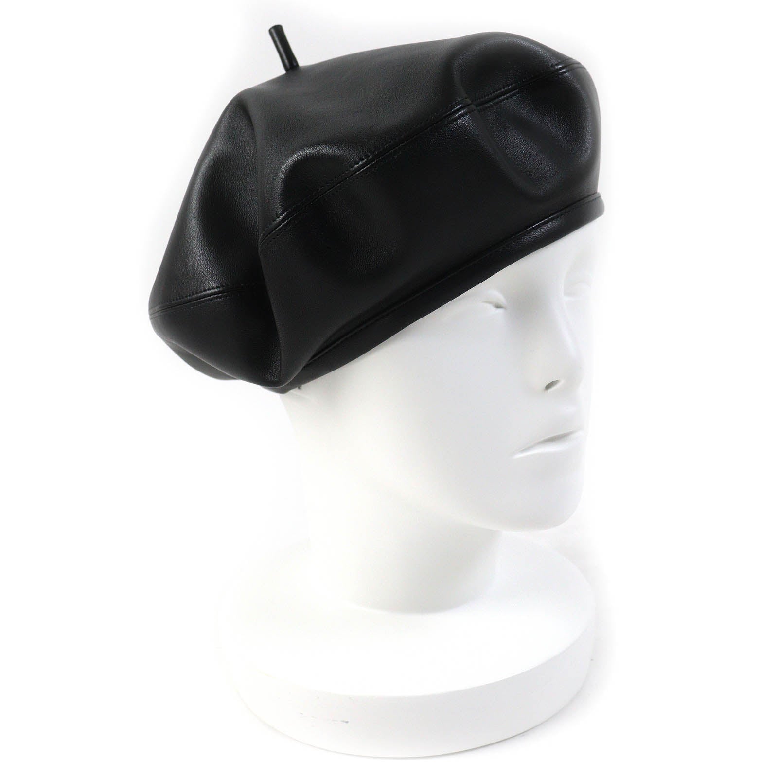 Dior Lamb Leather Silk Beret Hat Black