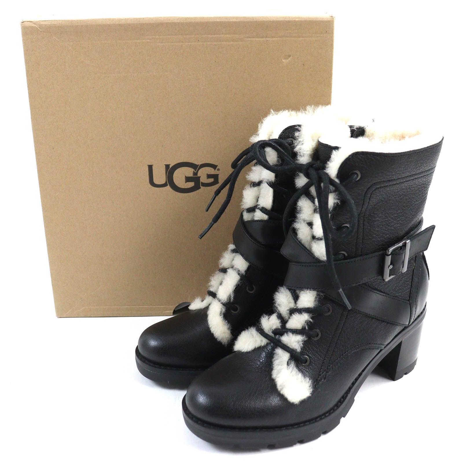 UGG Ingrid Fur Insole Leather Ankle Boots US6