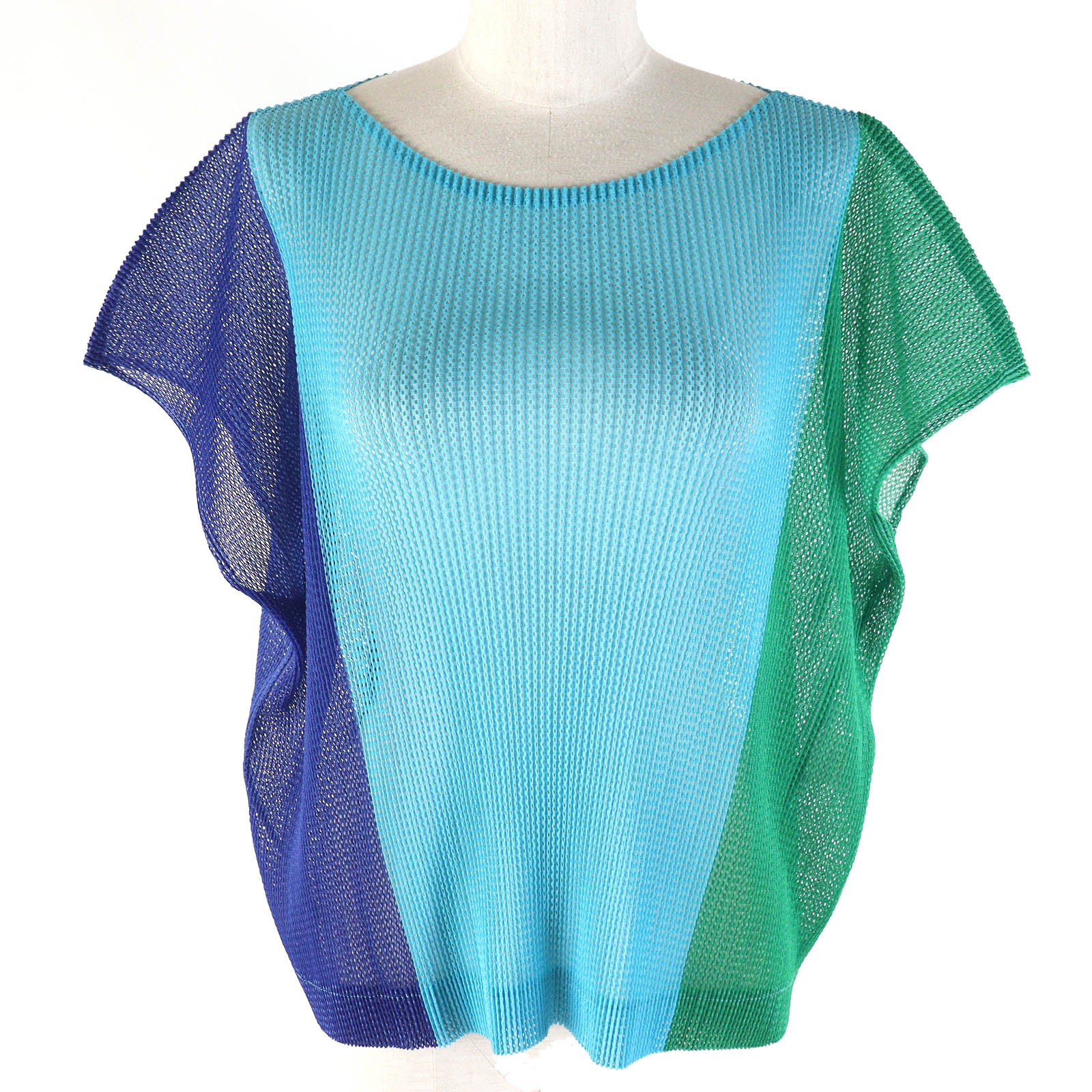 PLEATS PLEASE Mesh Top Green Blue Women