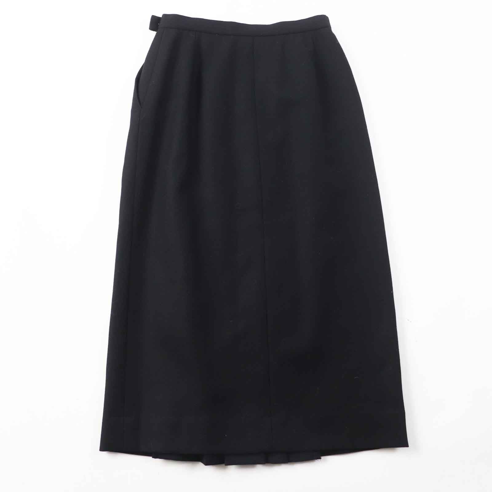 Chanel Wool COCO Mark Gold Button Skirt Black