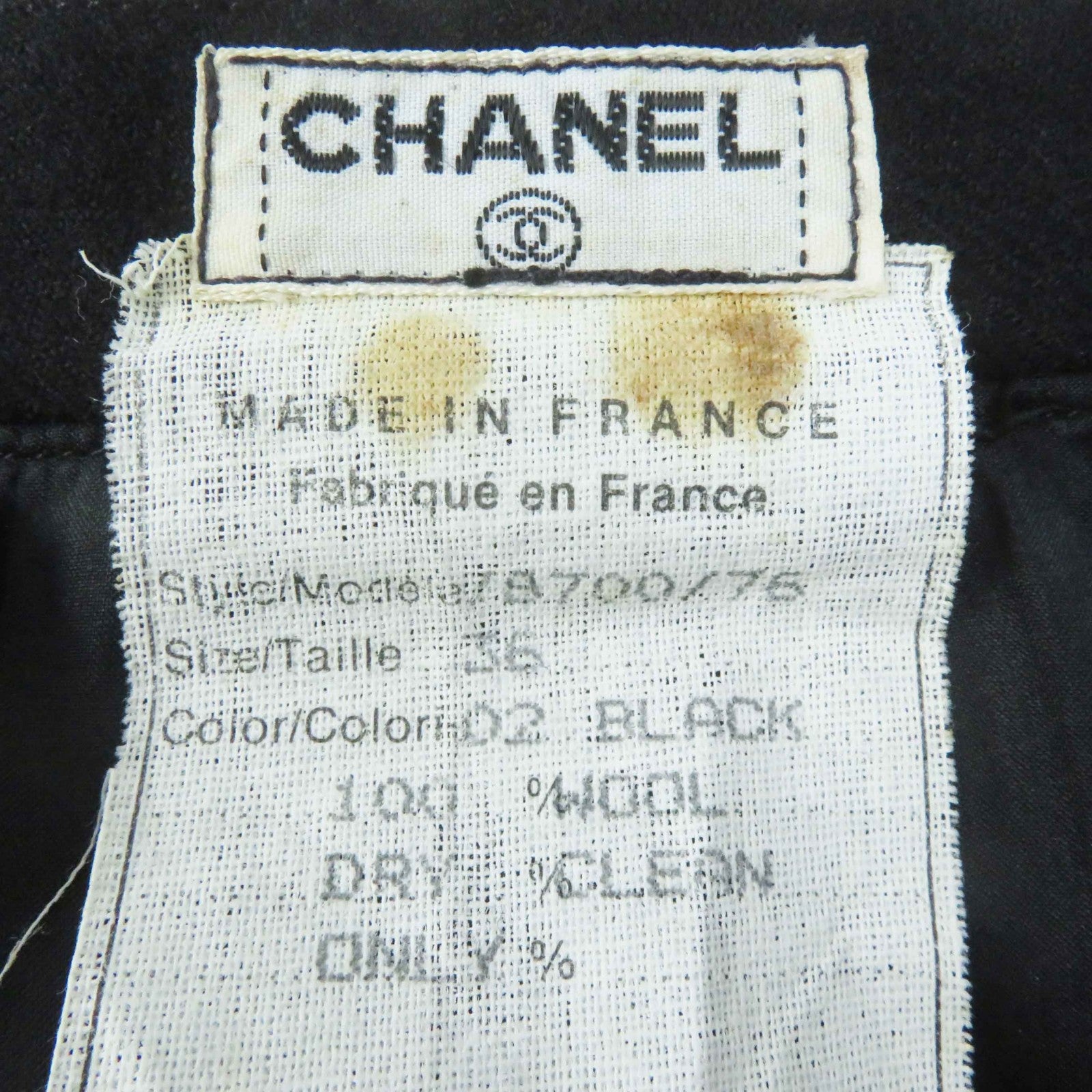 Chanel Wool COCO Mark Gold Button Skirt Black