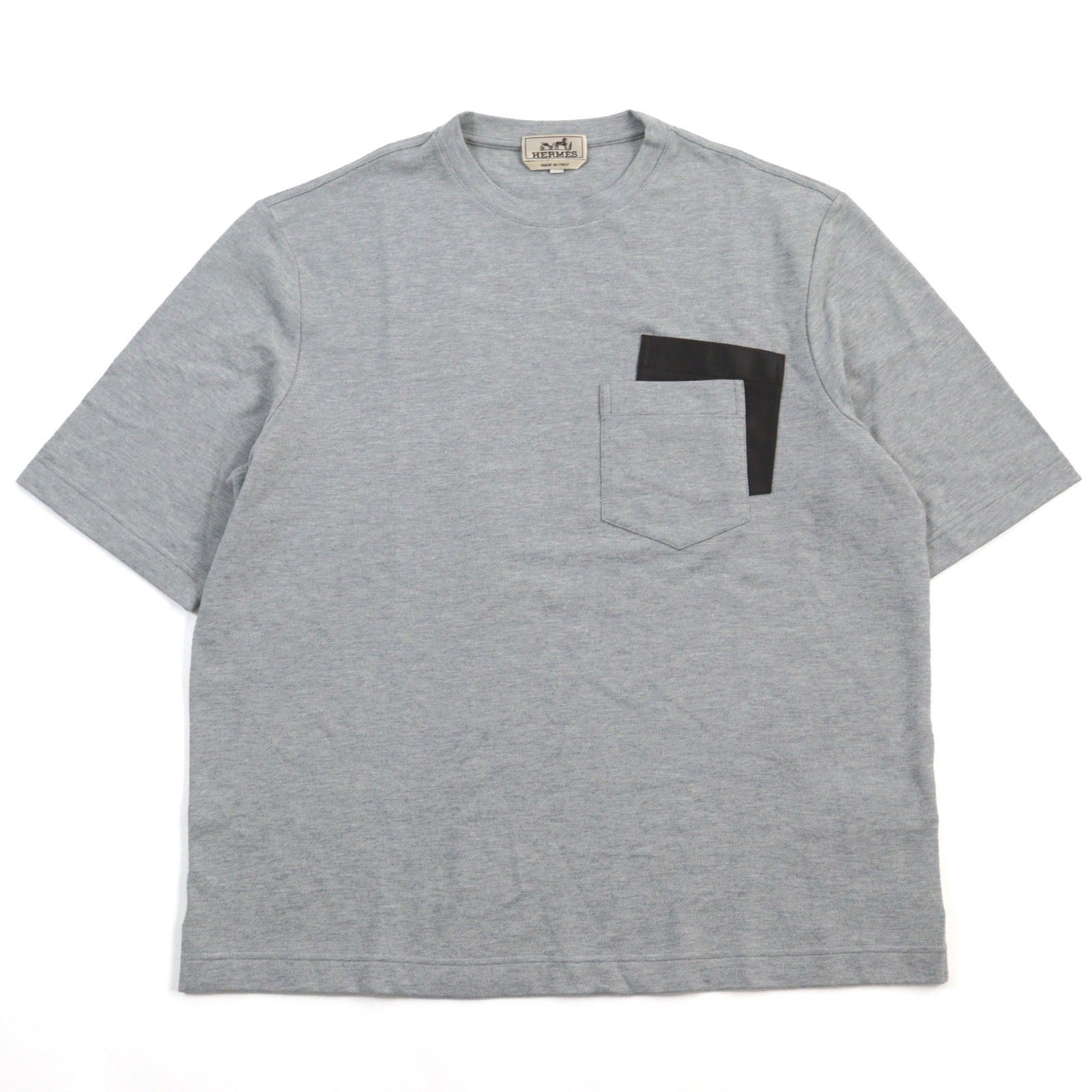 Hermes Cotton Cashmere Leather T-shirt Gray M