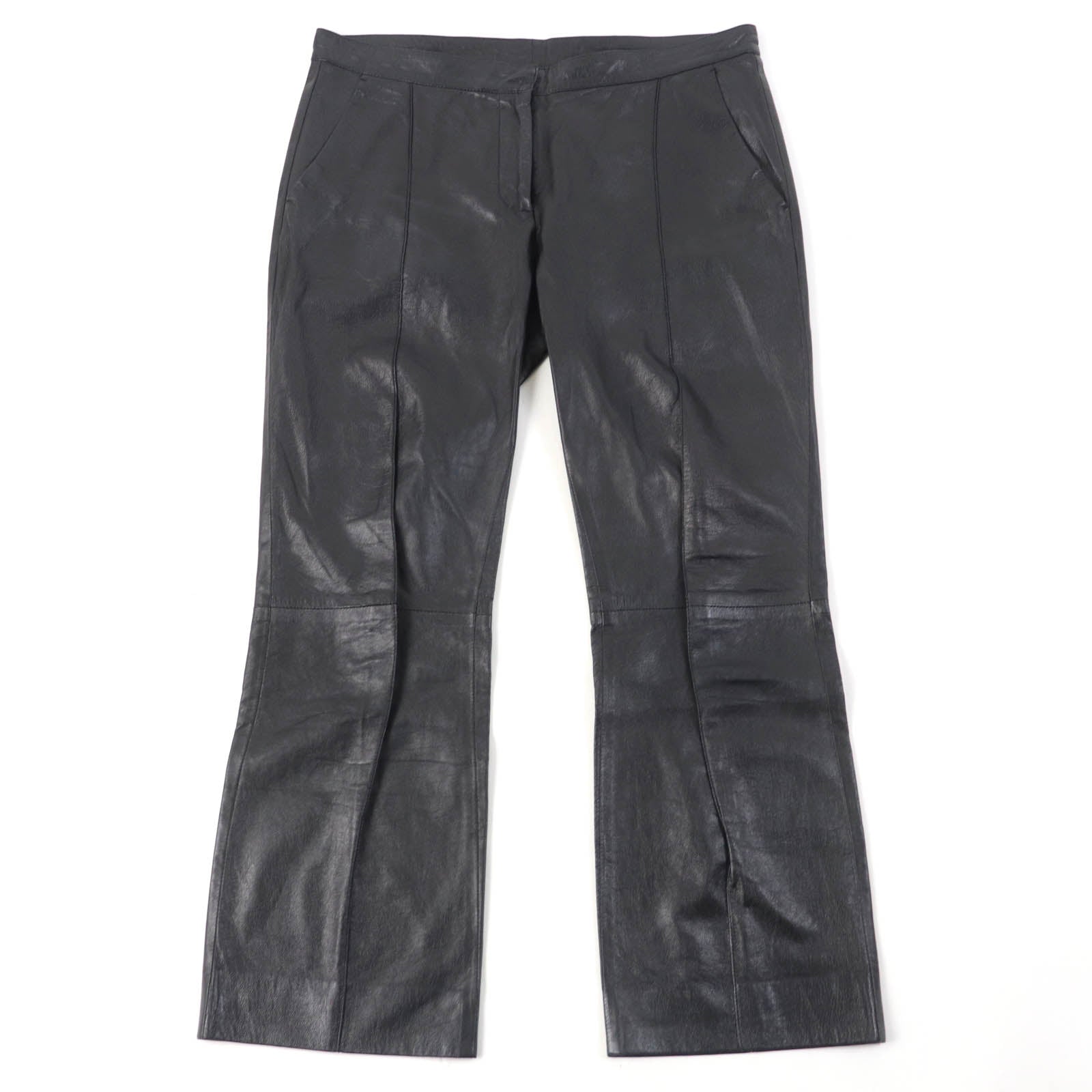 Celine Lamb Leather Pants Black Women