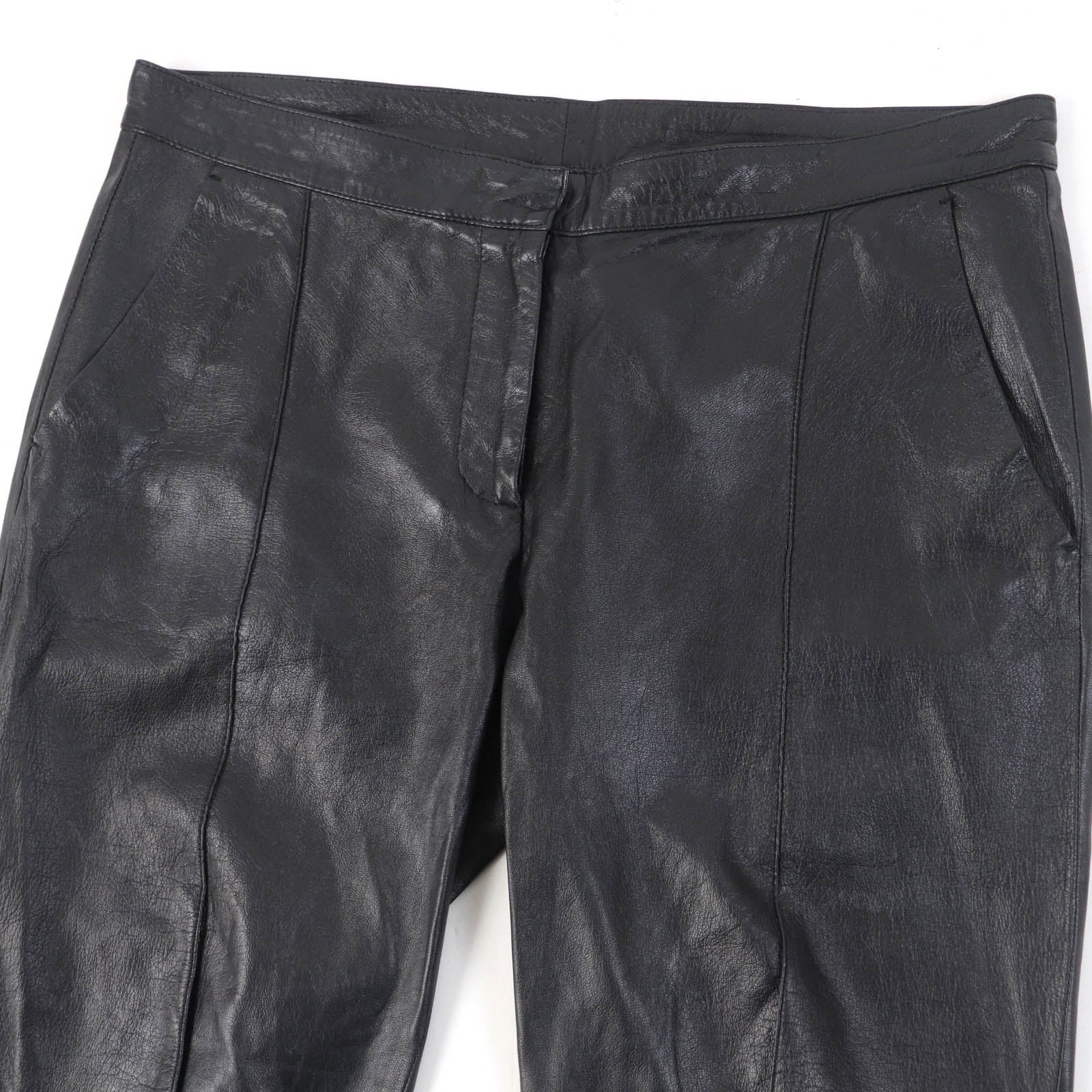 Celine Lamb Leather Pants Black Women