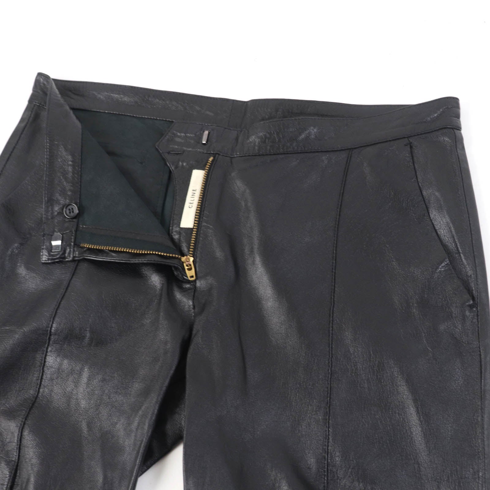 Celine Lamb Leather Pants Black Women