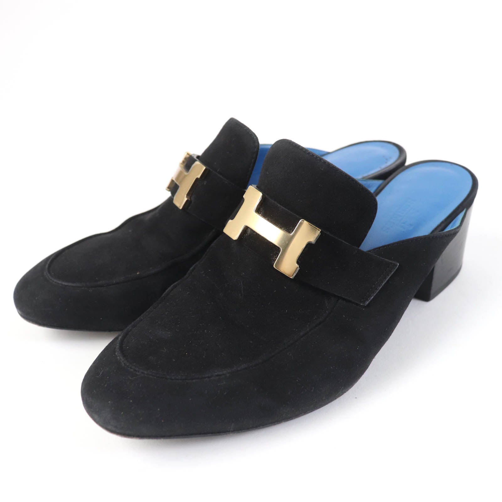 Hermes Constance Suede Leather Mule Black 36.5