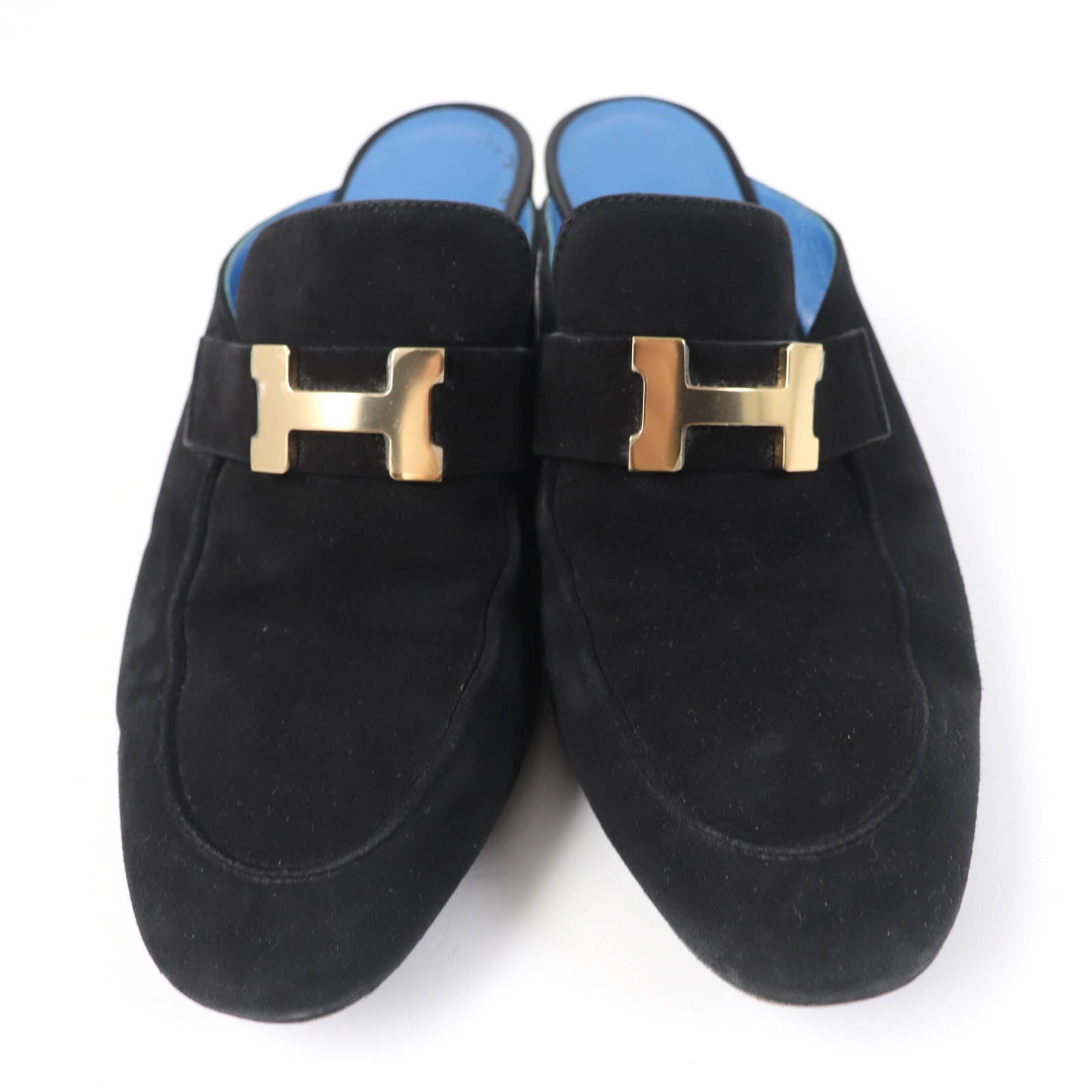 Hermes Constance Suede Leather Mule Black 36.5