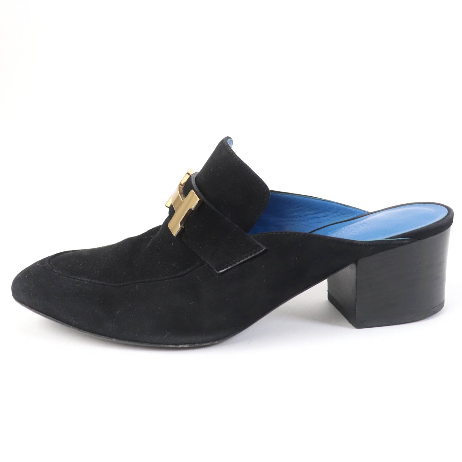 Hermes Constance Suede Leather Mule Black 36.5