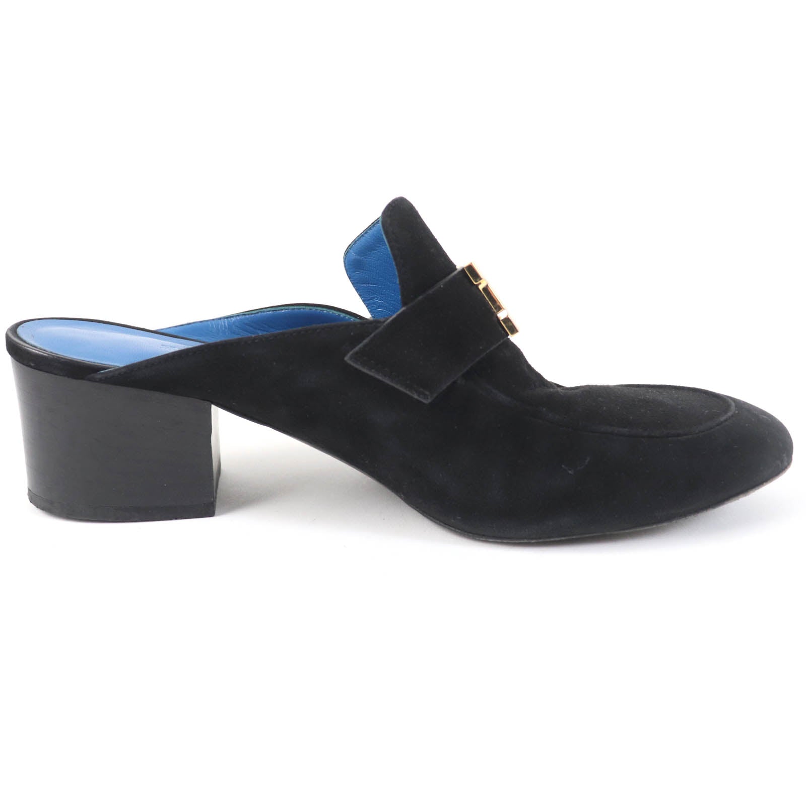 Hermes Constance Suede Leather Mule Black 36.5