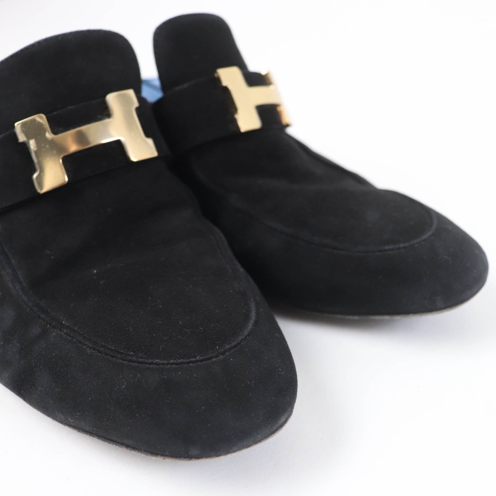 Hermes Constance Suede Leather Mule Black 36.5