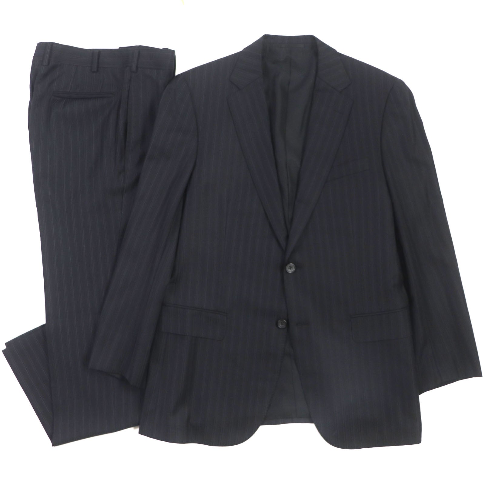 Burberry Wool Silk Striped Suit Black Purple