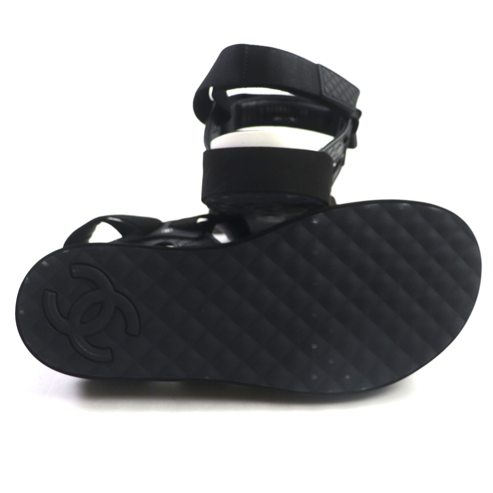 Chanel Leather Velcro Sandals Black 43