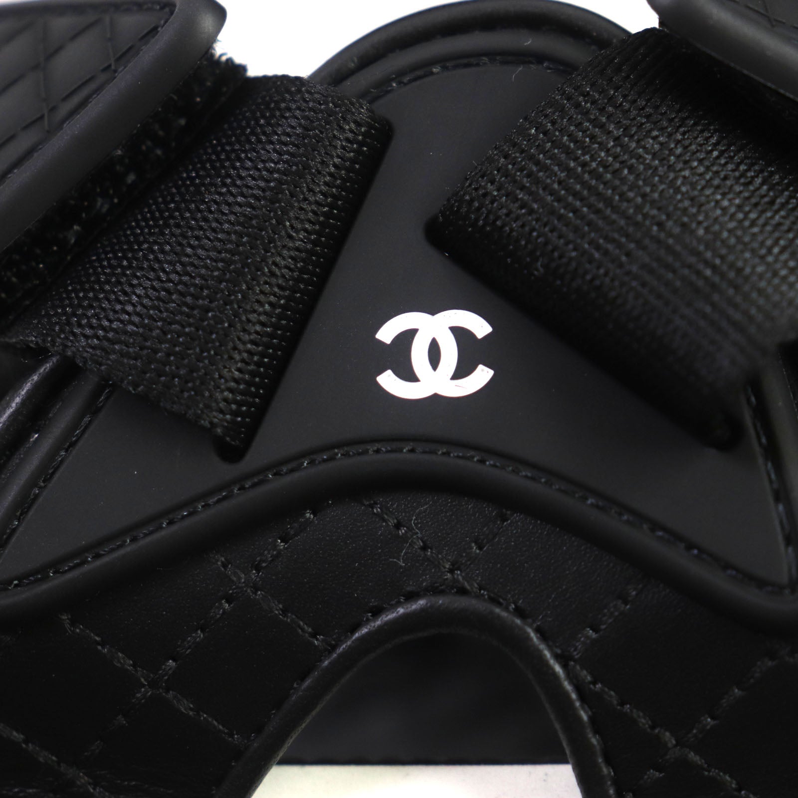 Chanel Leather Velcro Sandals Black 43