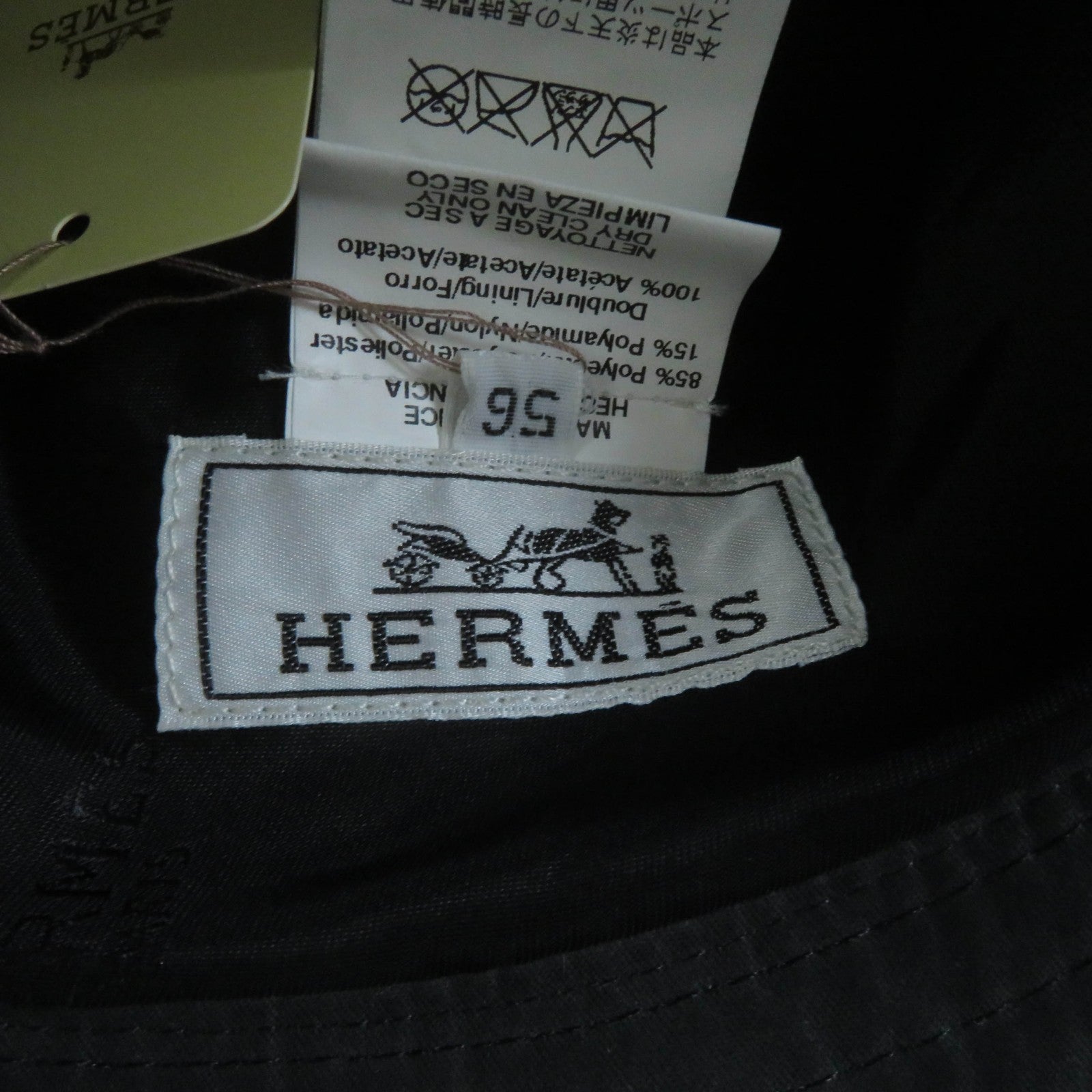 Hermes Nylon Embroidered H Logo Hat Black 56