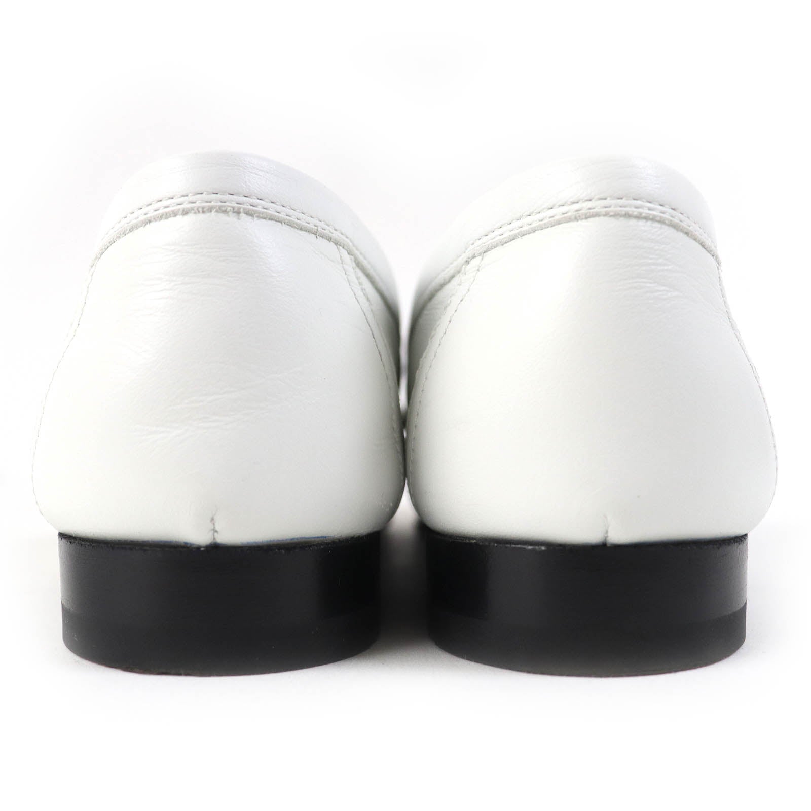 Hermes Constance H Leather Moccasins White 36