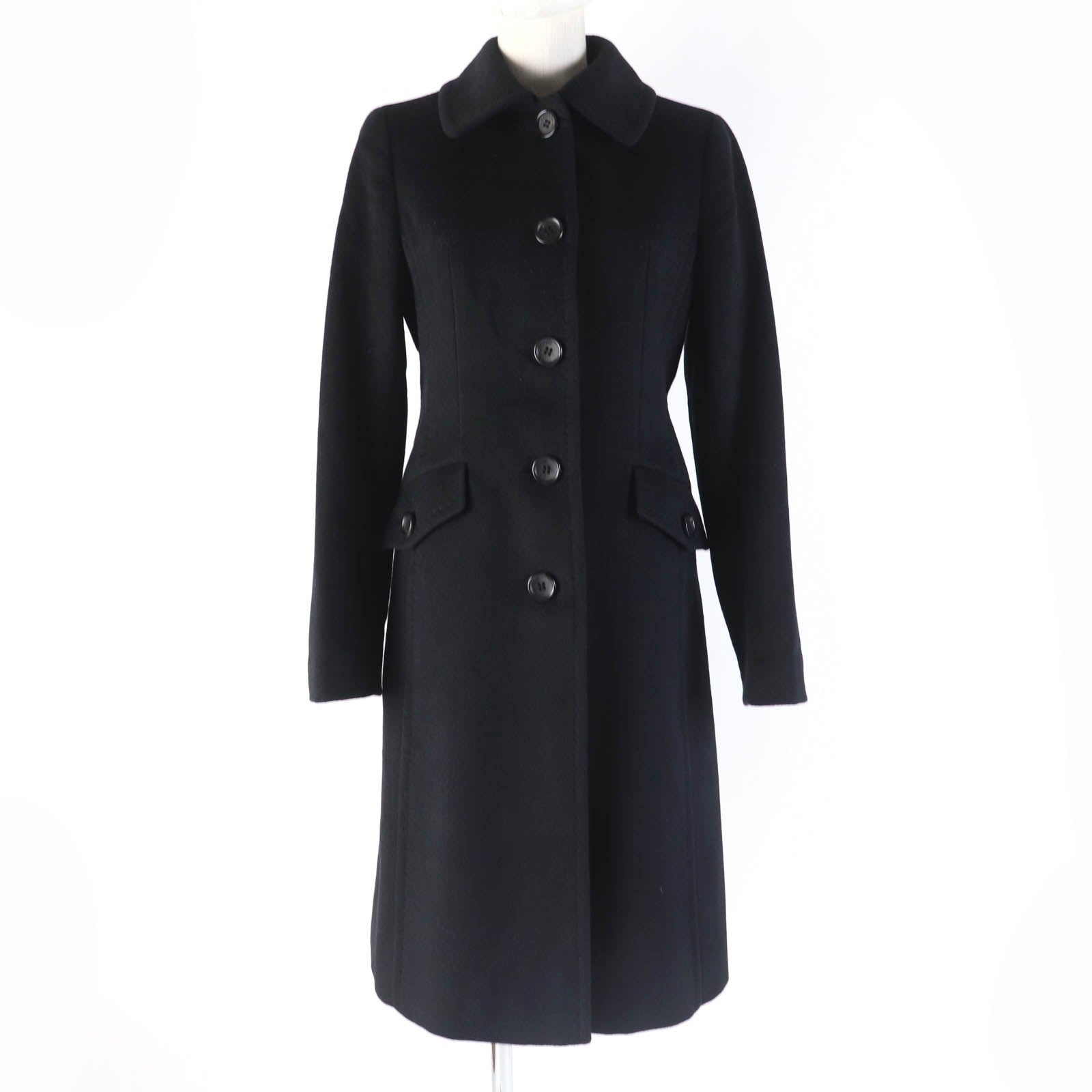 Burberry Angola Wool Long Coat Black 36