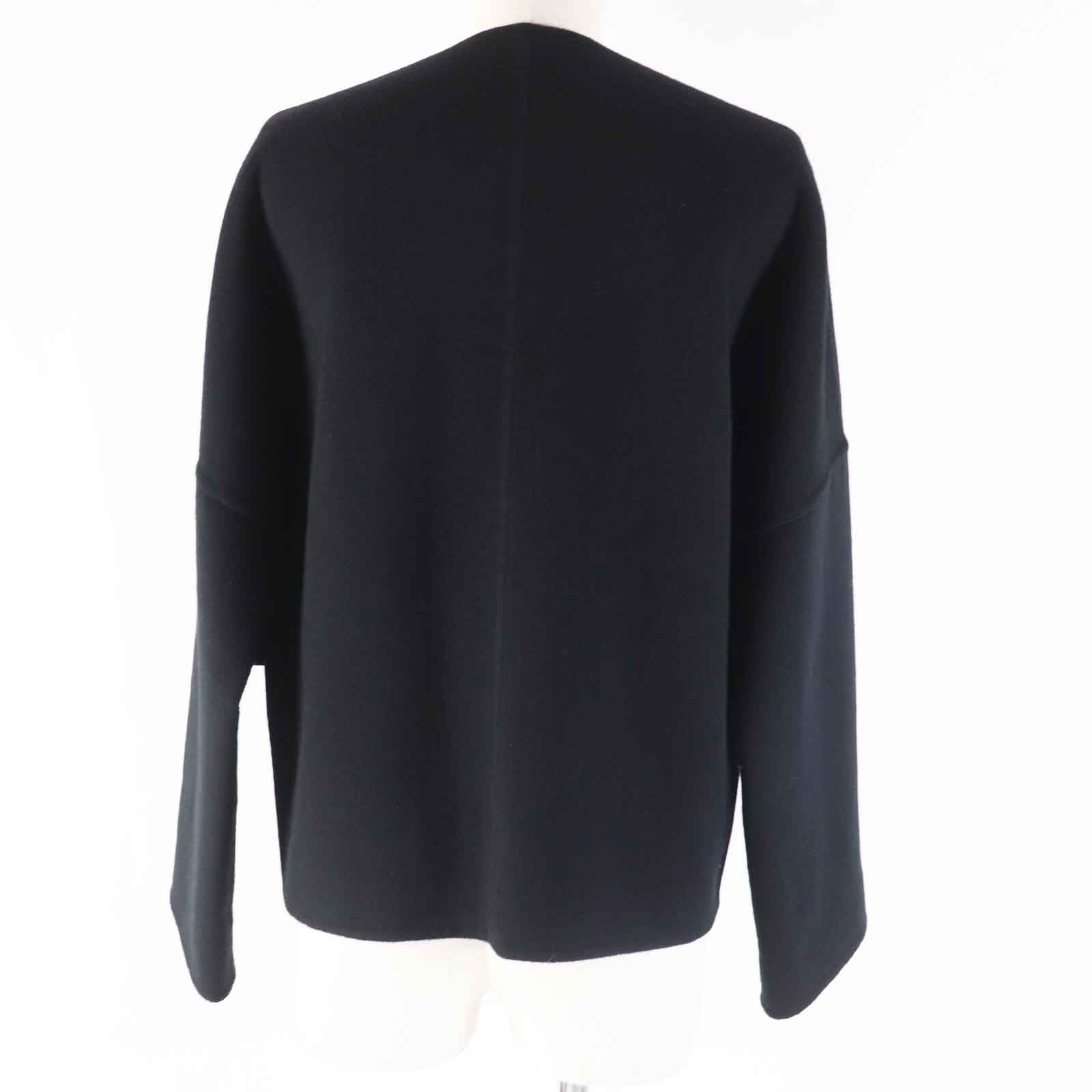 Hermes Cashmere Leather Short Coat Black 34