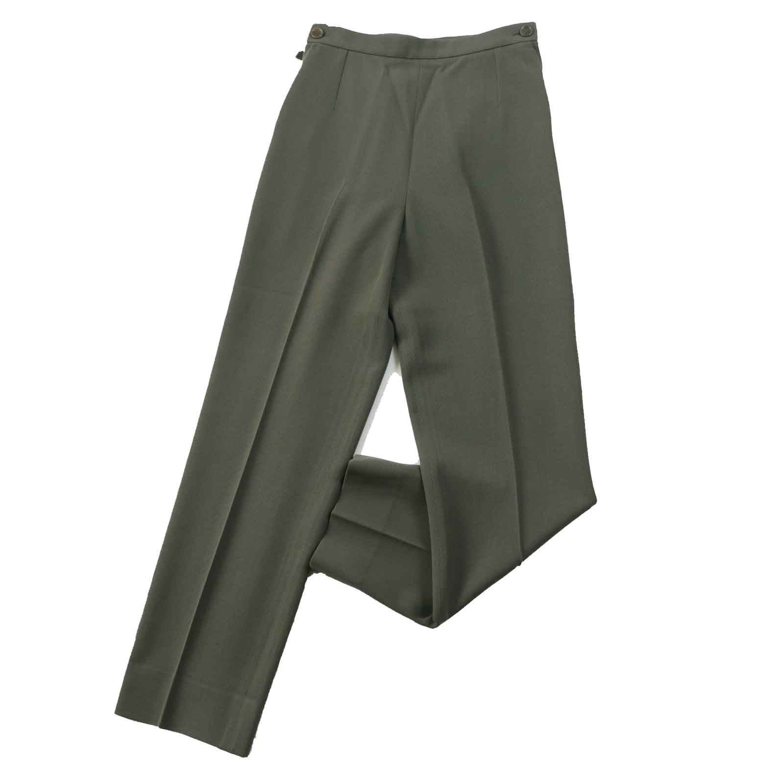 Hermes Wool Polyurethane H Button Pants Khaki 34