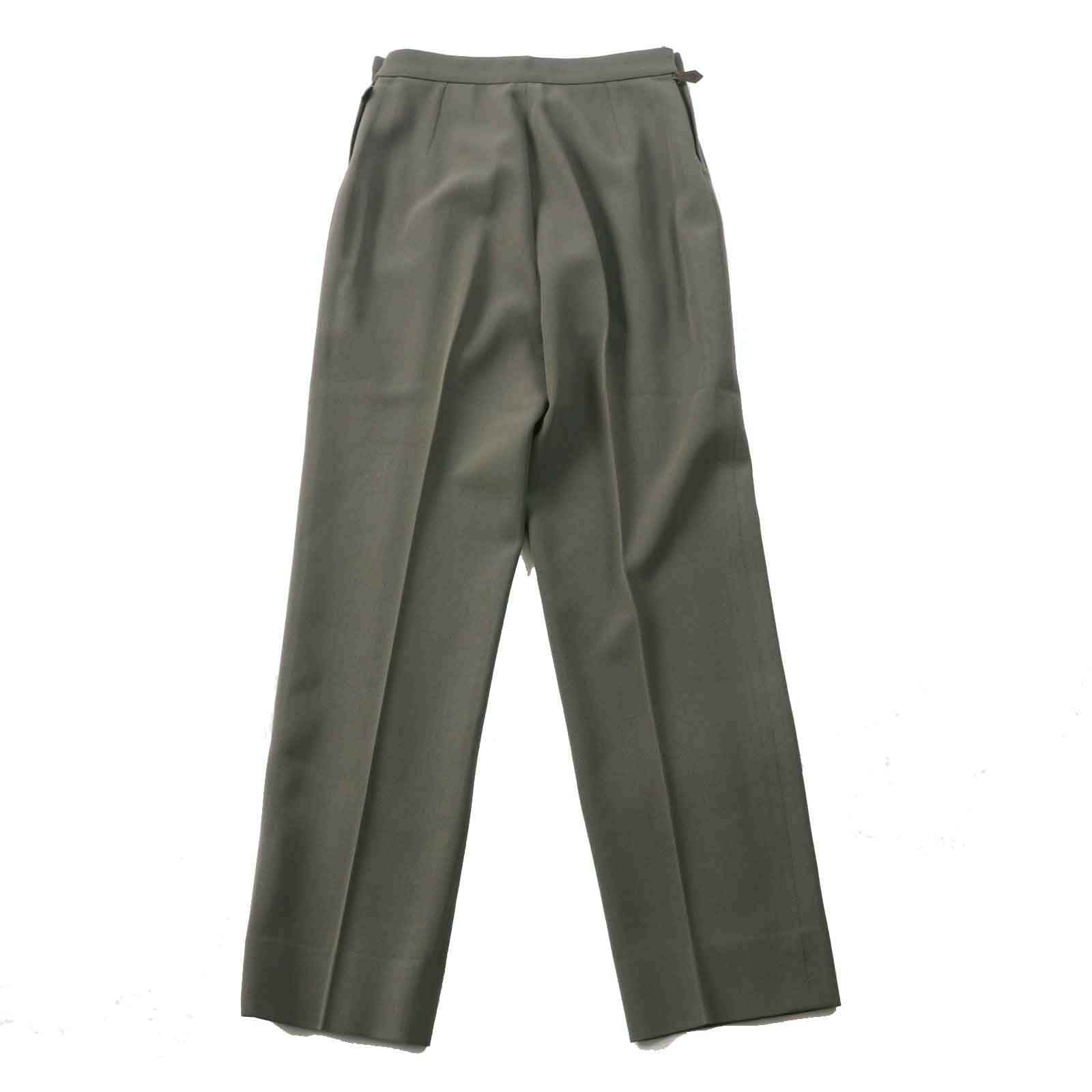 Hermes Wool Polyurethane H Button Pants Khaki 34