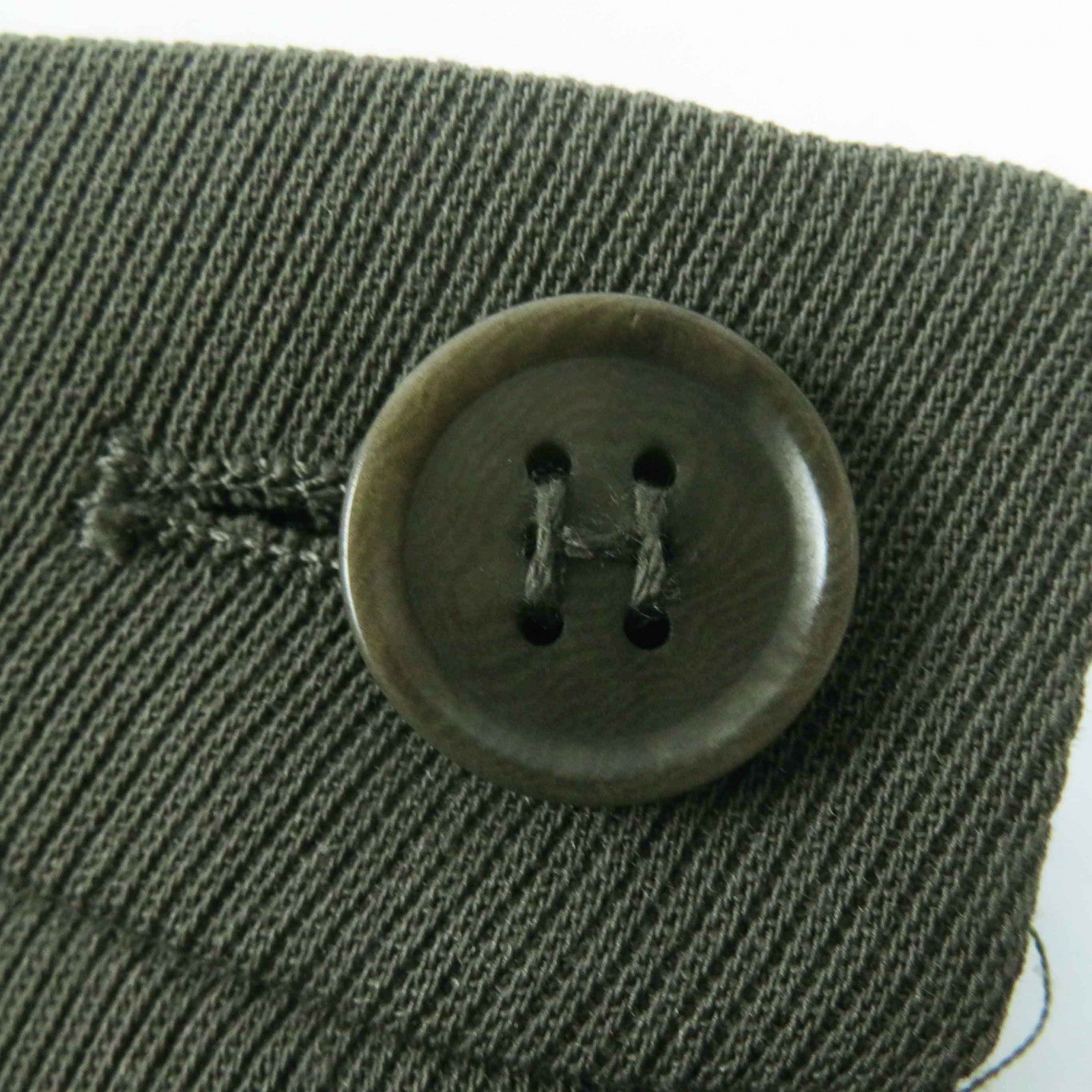 Hermes Wool Polyurethane H Button Pants Khaki 34