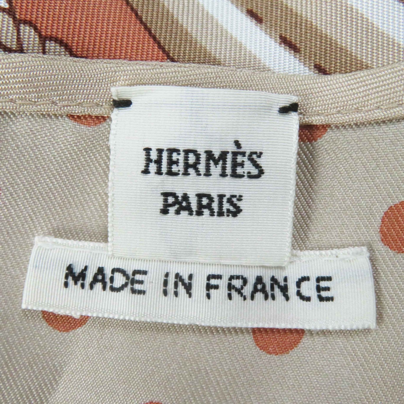 Hermes Silk Clic Clac Dot Tops Beige Orange