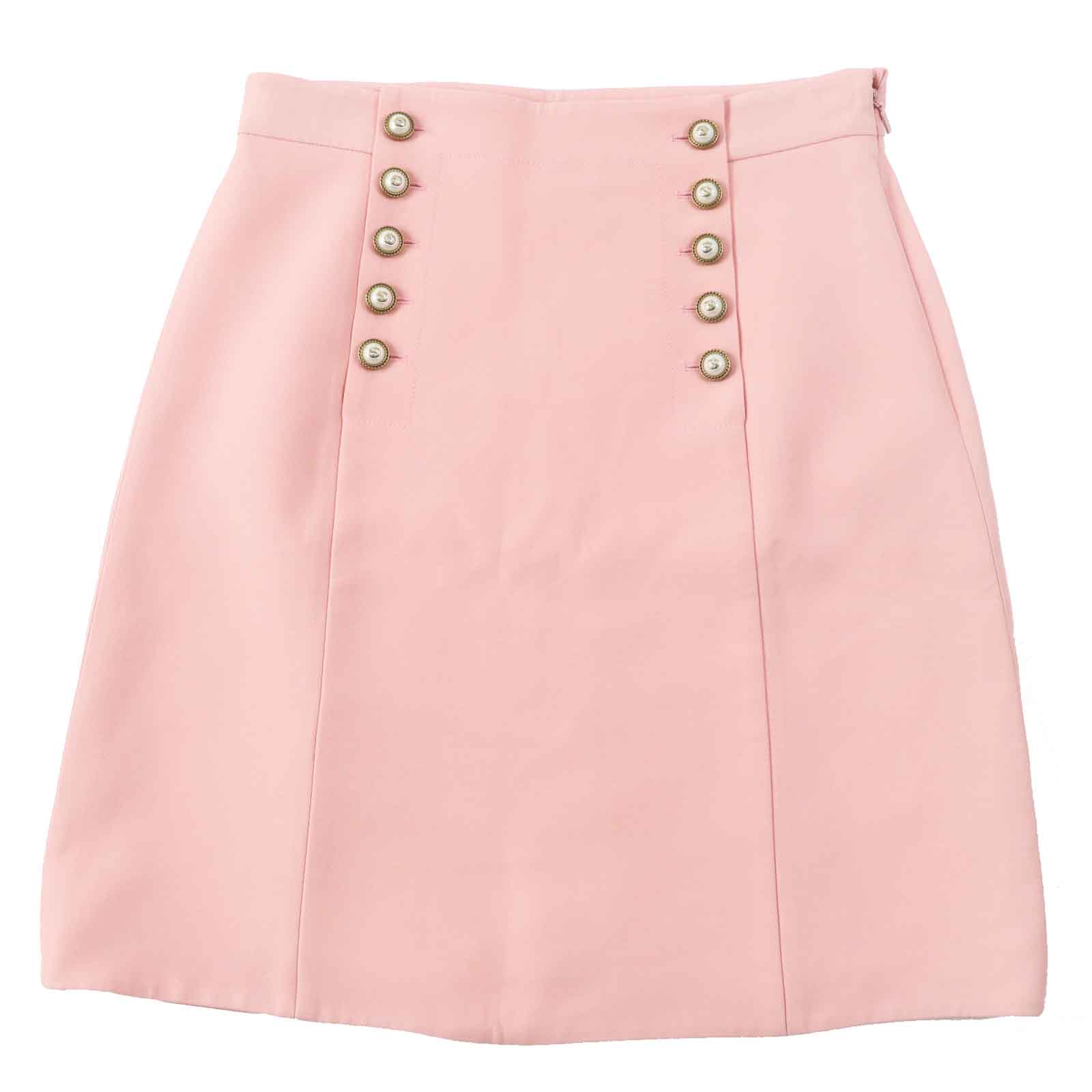 Gucci Wool Silk Trapezoid Skirt Pink 44