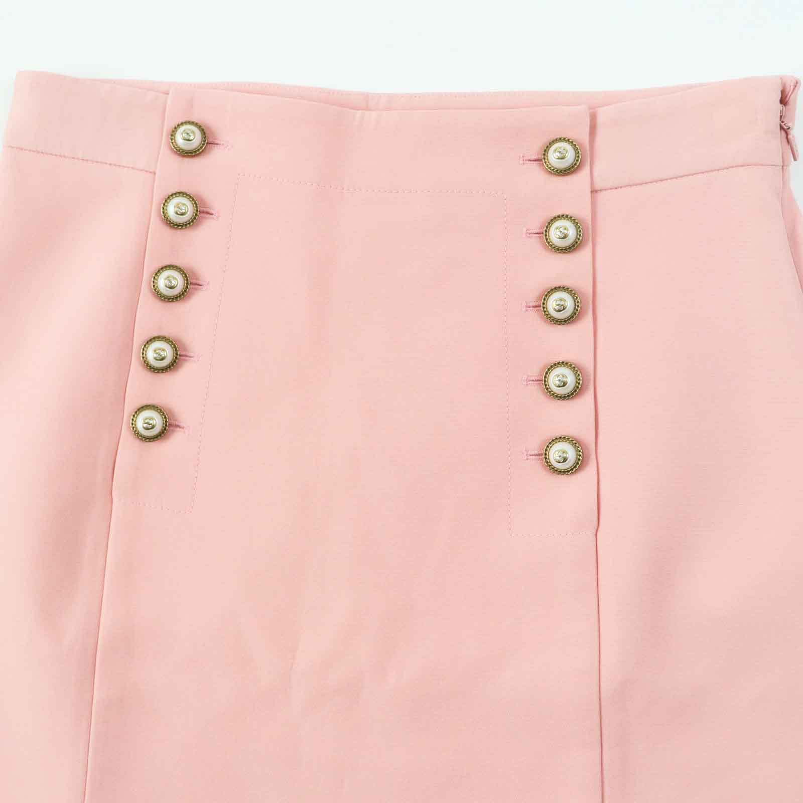 Gucci Wool Silk Trapezoid Skirt Pink 44