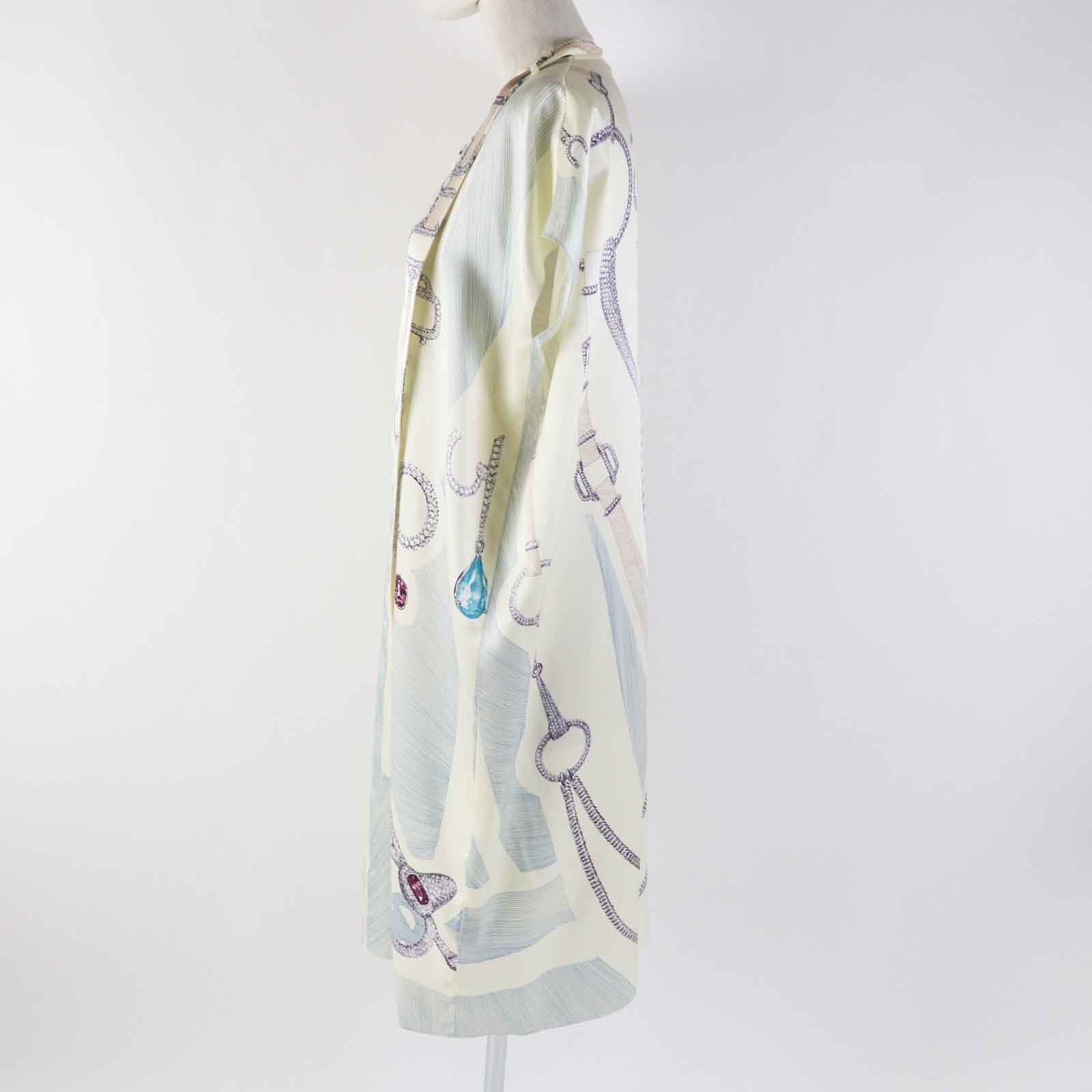 Hermes Silk Dress with Twilly Ivory 38