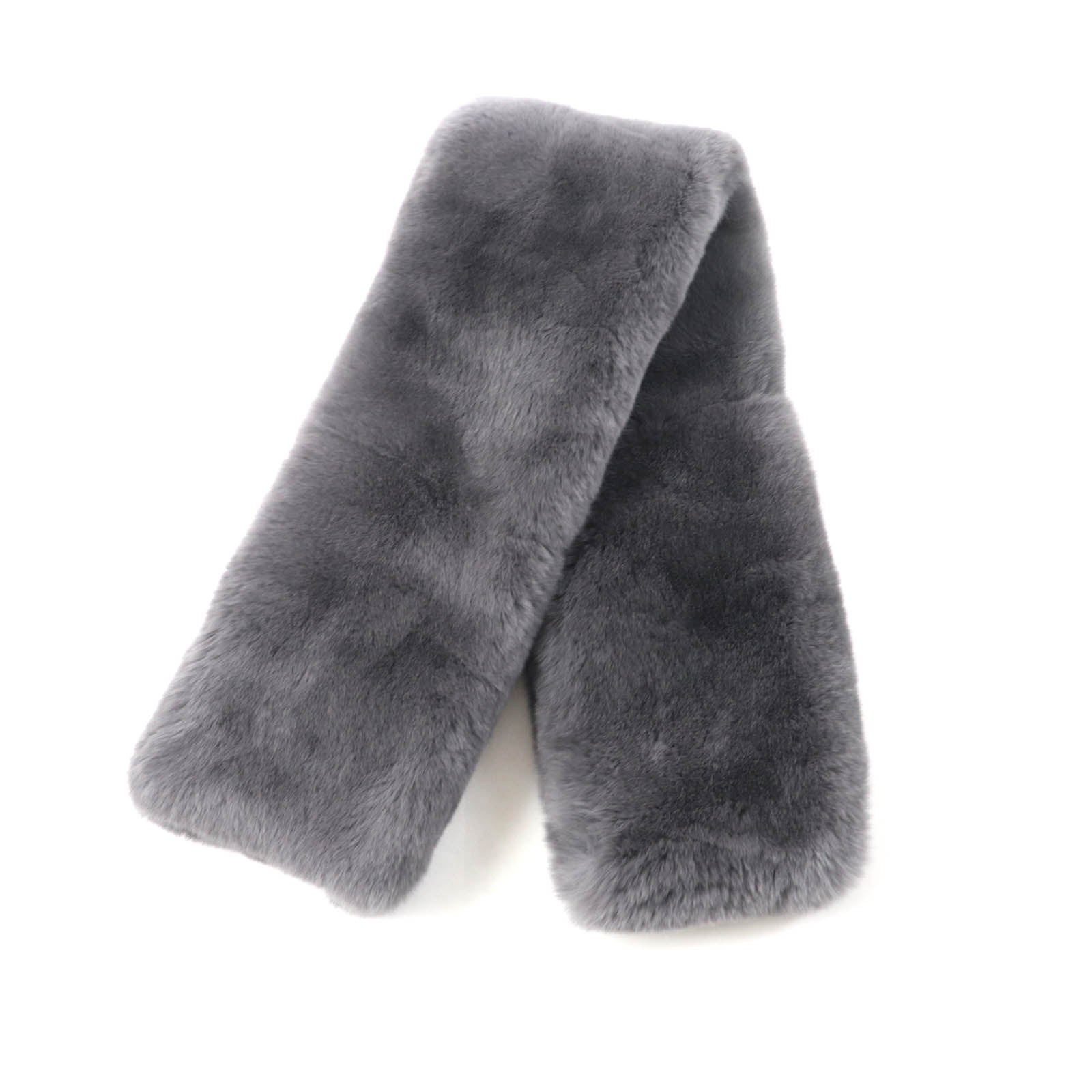 Max Mara Rabbit Rex Fur Long Scarf Gray