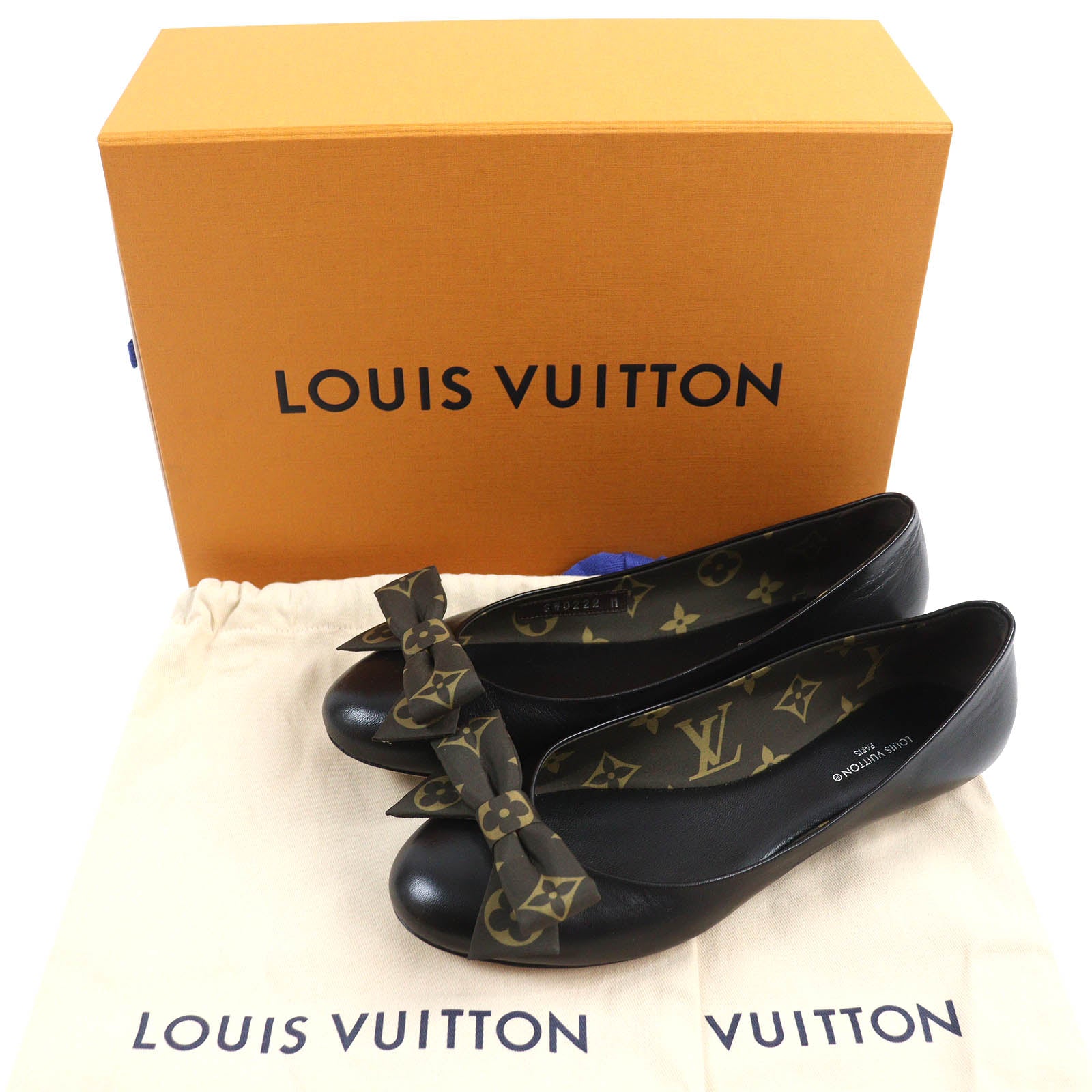 Louis Vuitton Monogram Ribbon Leather Flats 37