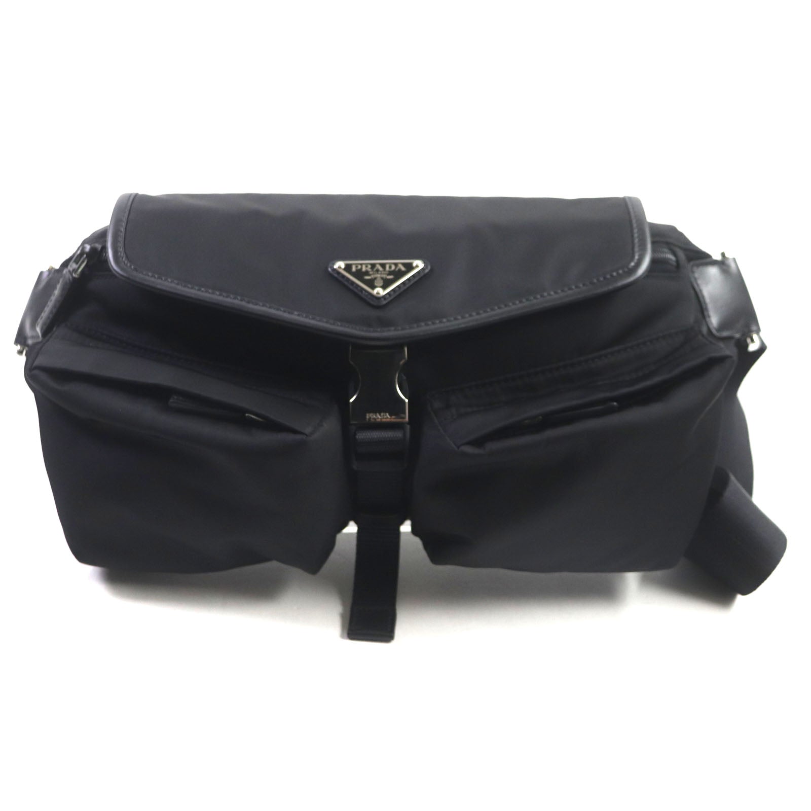 Prada Triangle Logo Re-Nylon Leather Body Bag