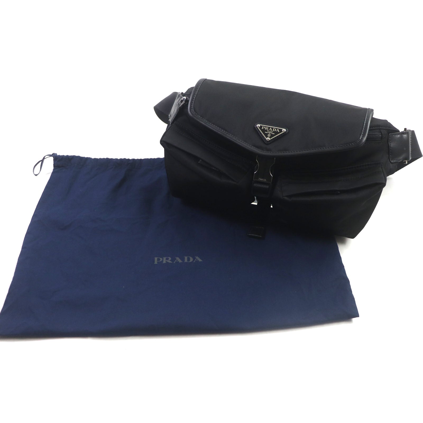 Prada Triangle Logo Re-Nylon Leather Body Bag