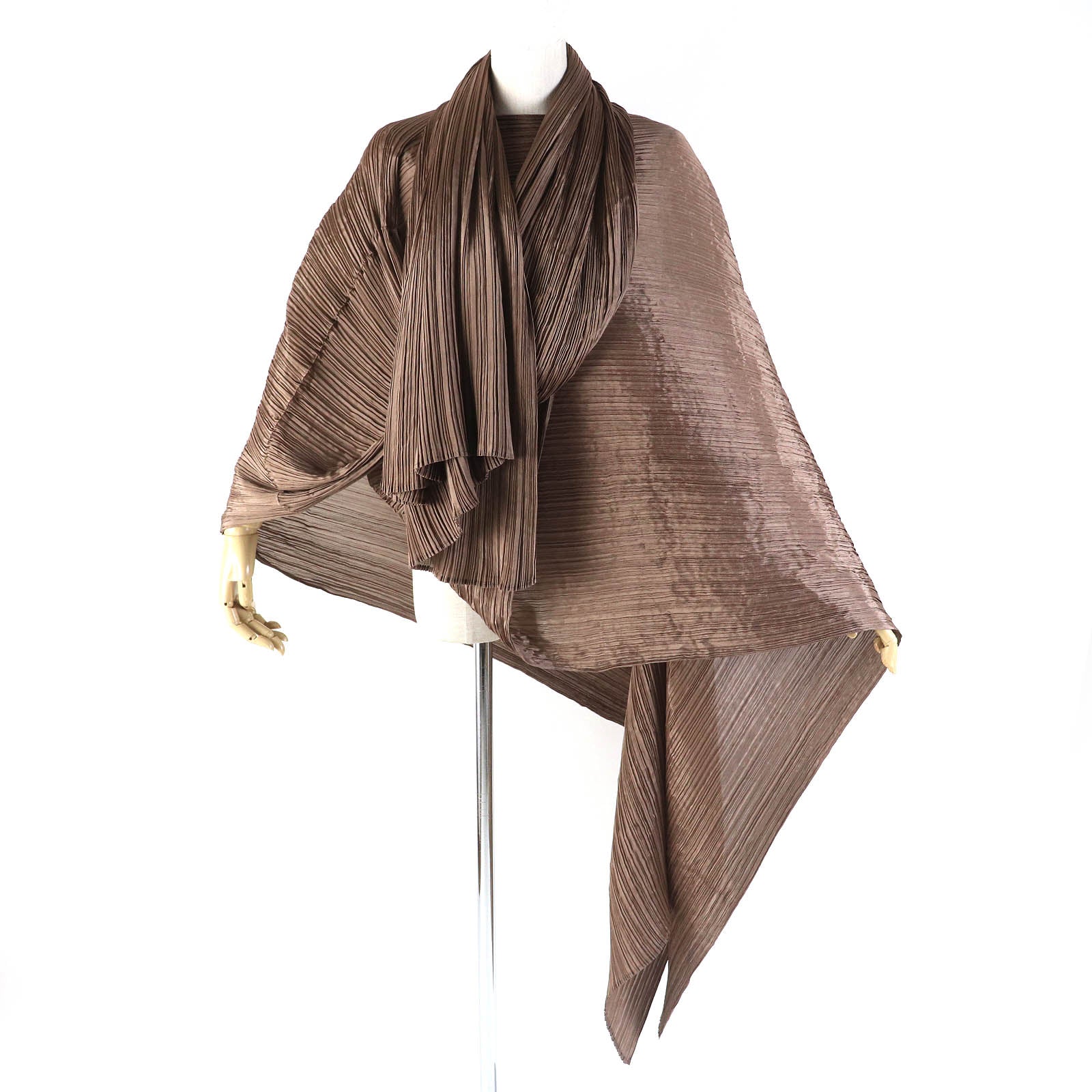 PLEATS PLEASE Asymmetrical Poncho Brown Women