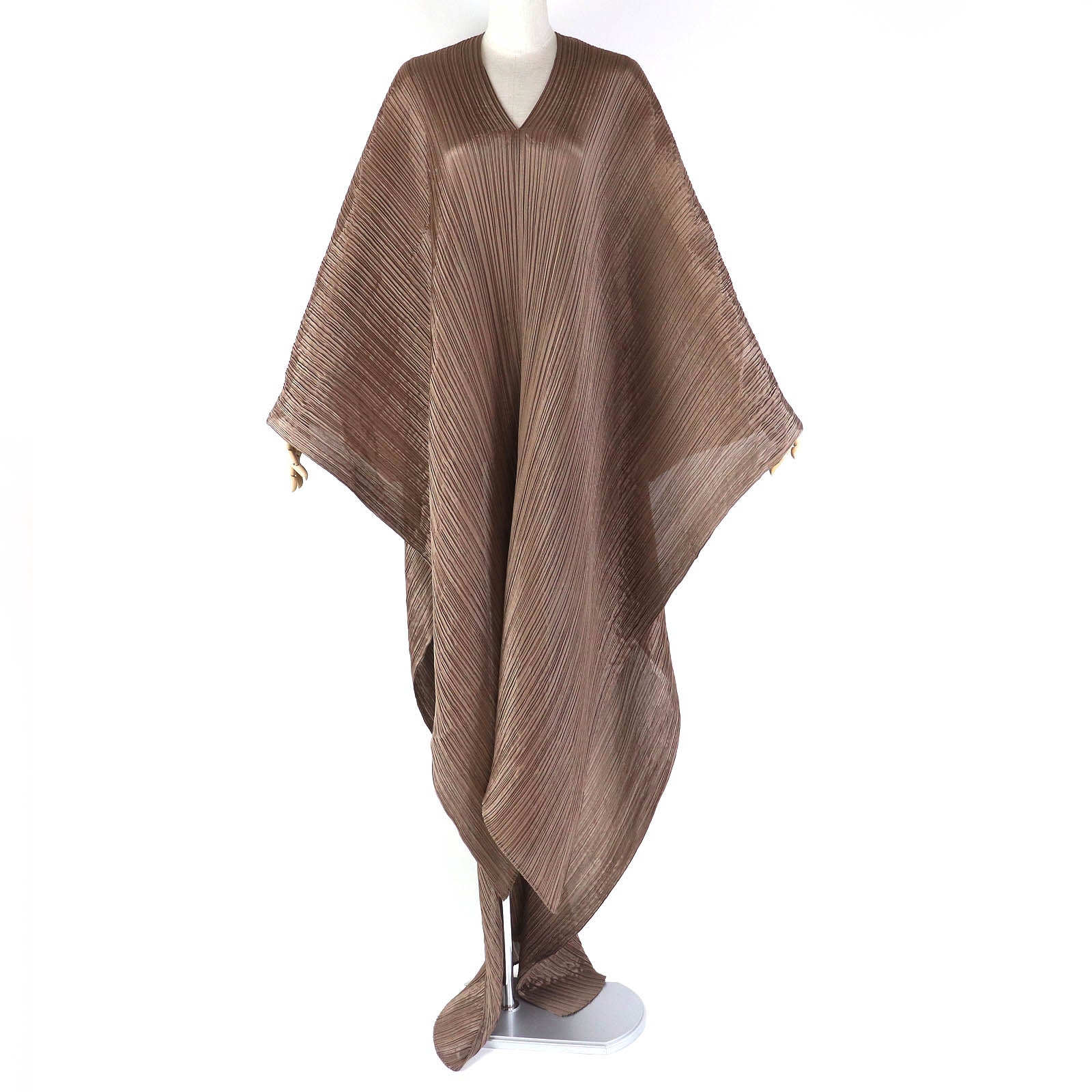 PLEATS PLEASE Asymmetrical Poncho Brown Women