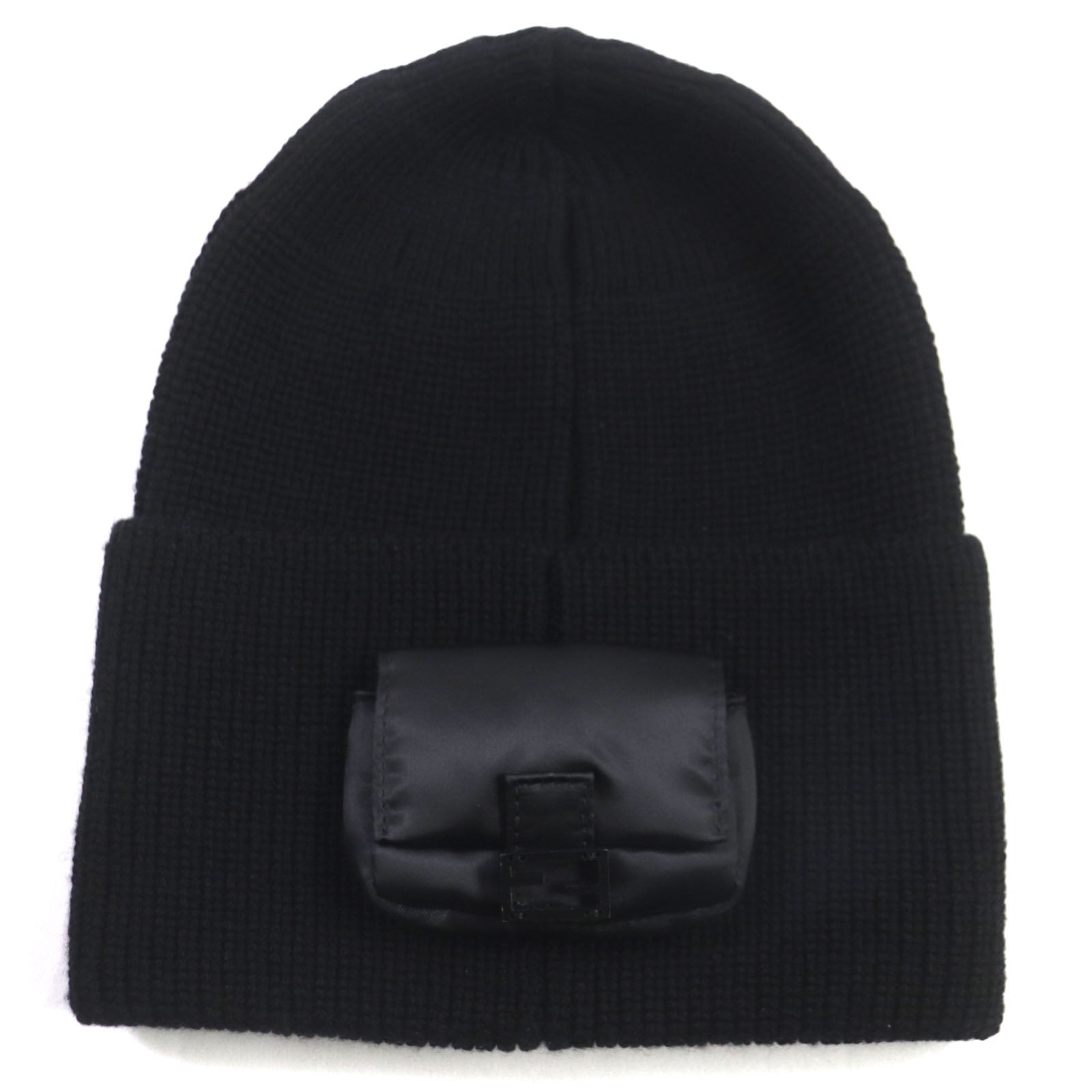 FENDI Wool Nylon Beanie Hat Black