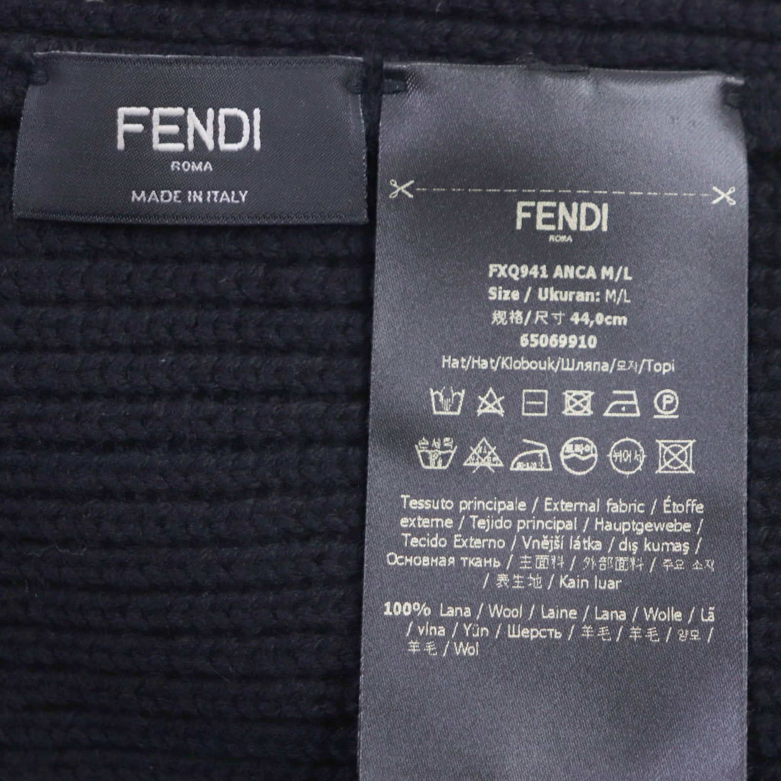 FENDI Wool Nylon Beanie Hat Black