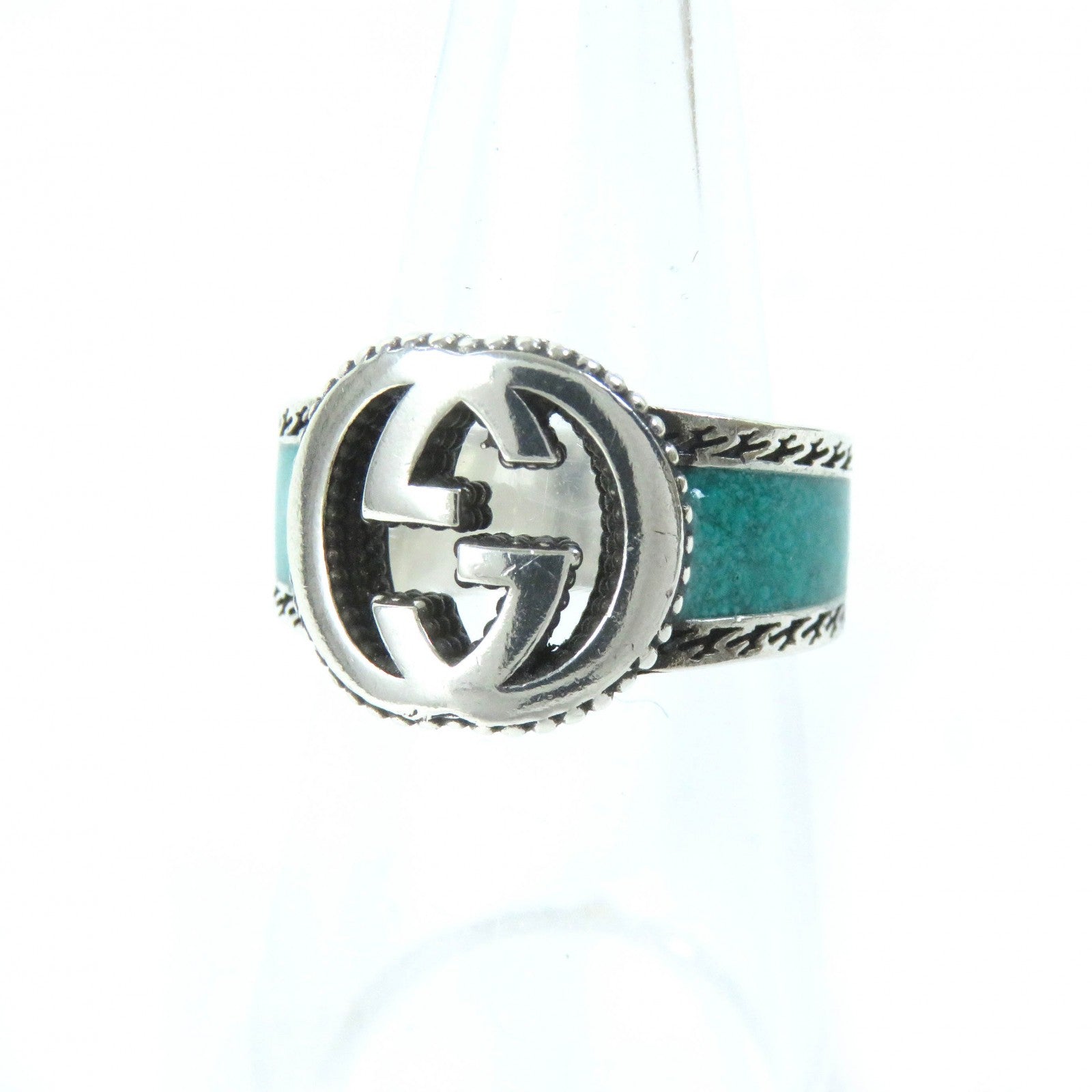 GUCCI Interlocking G Ring Silver Green