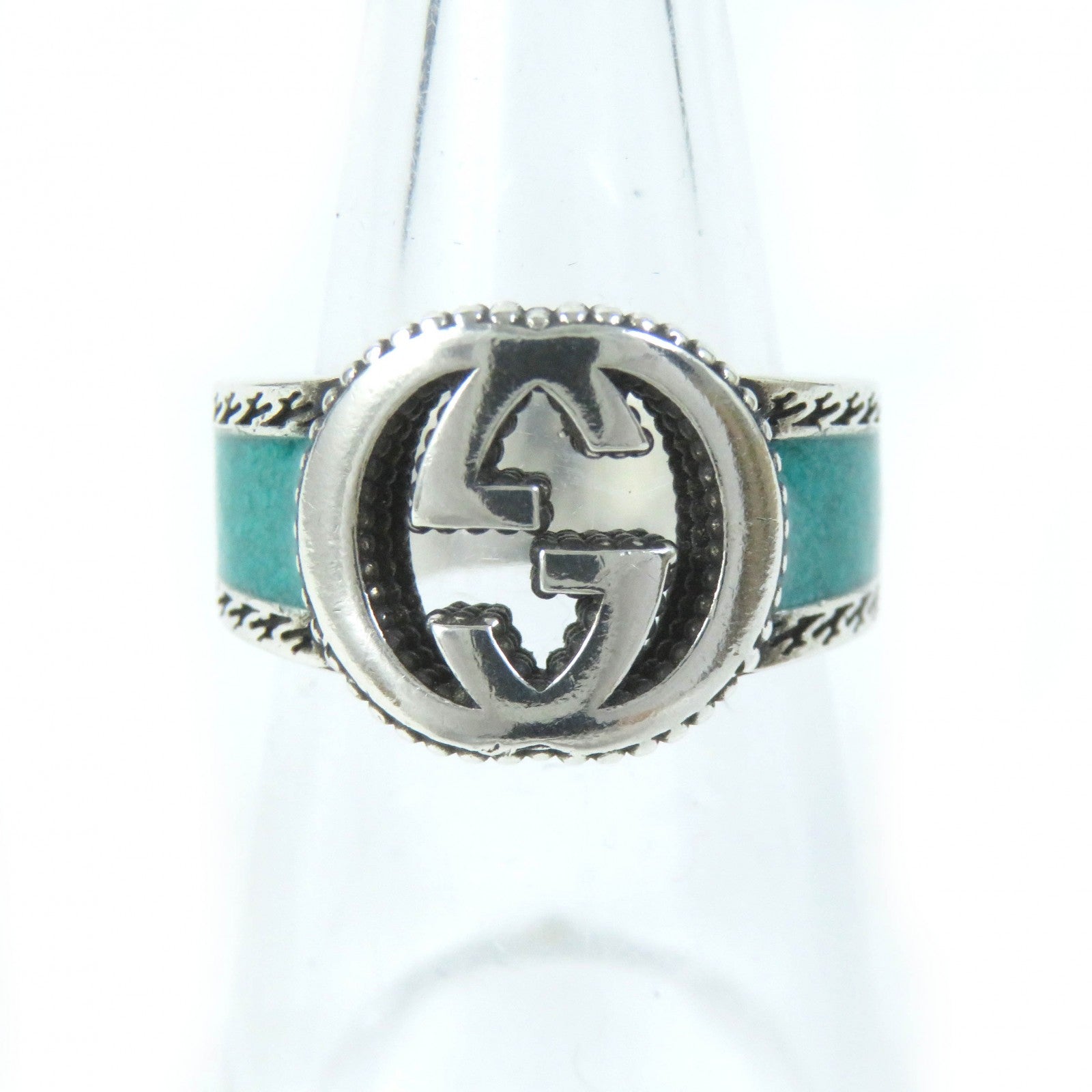 GUCCI Interlocking G Ring Silver Green