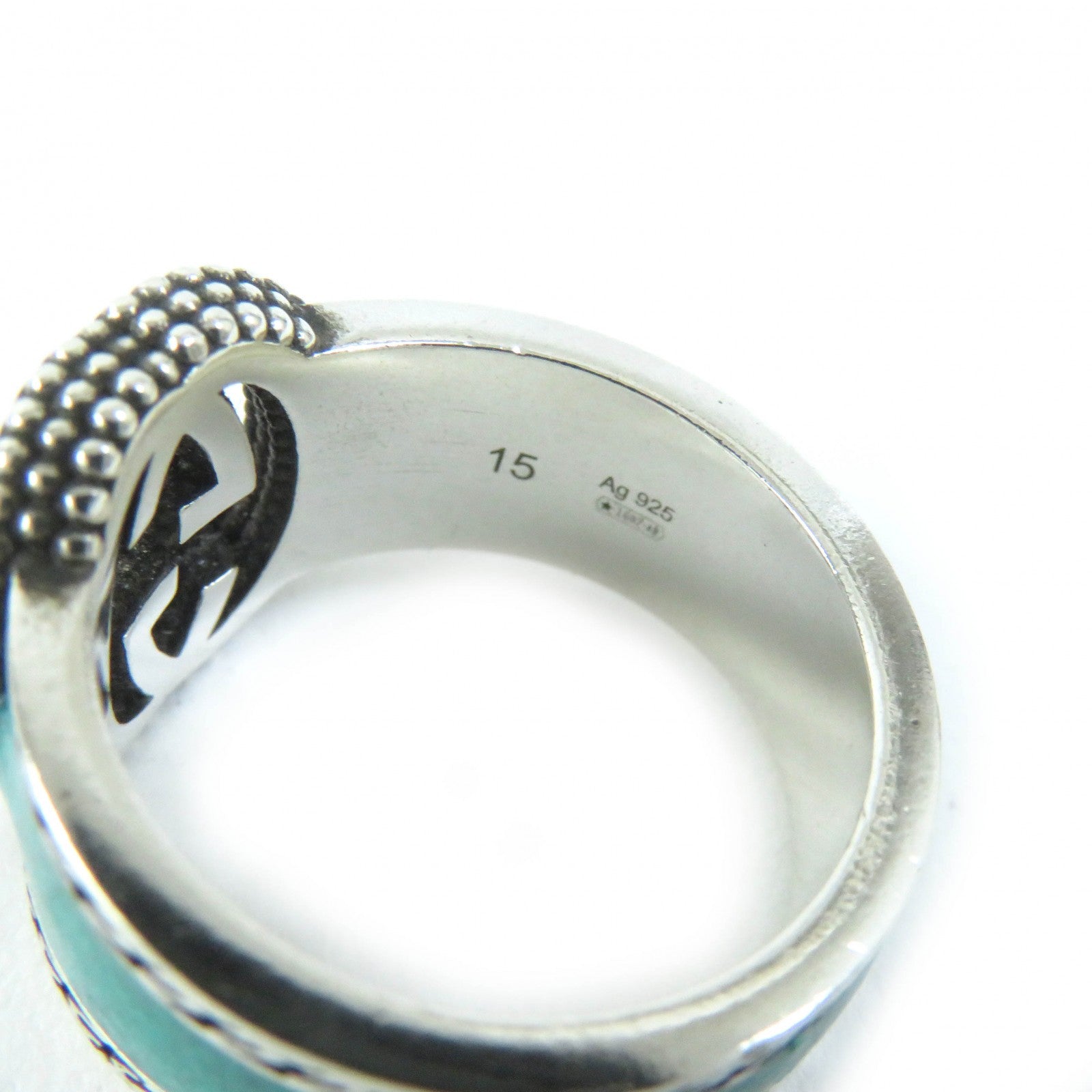 GUCCI Interlocking G Ring Silver Green