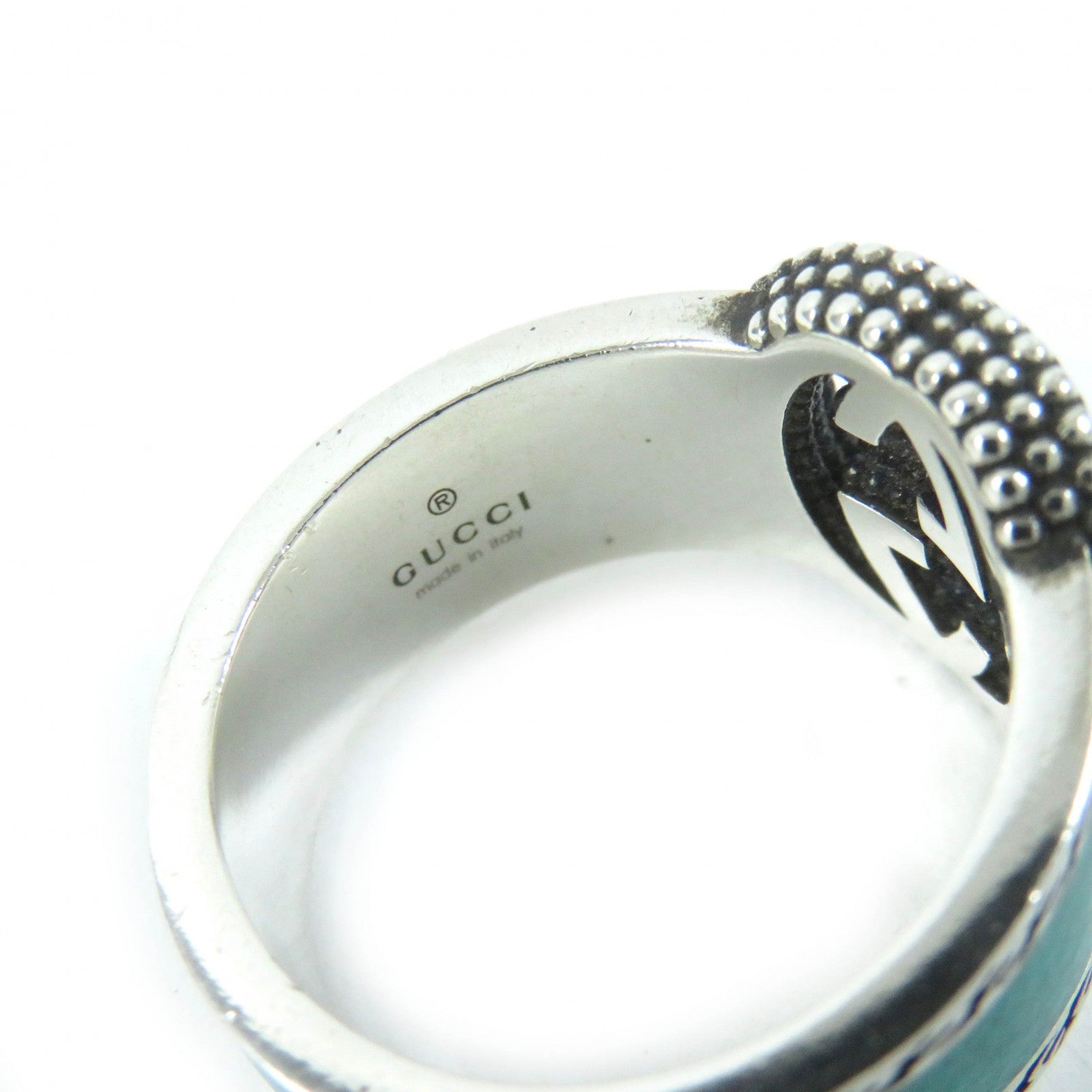 GUCCI Interlocking G Ring Silver Green