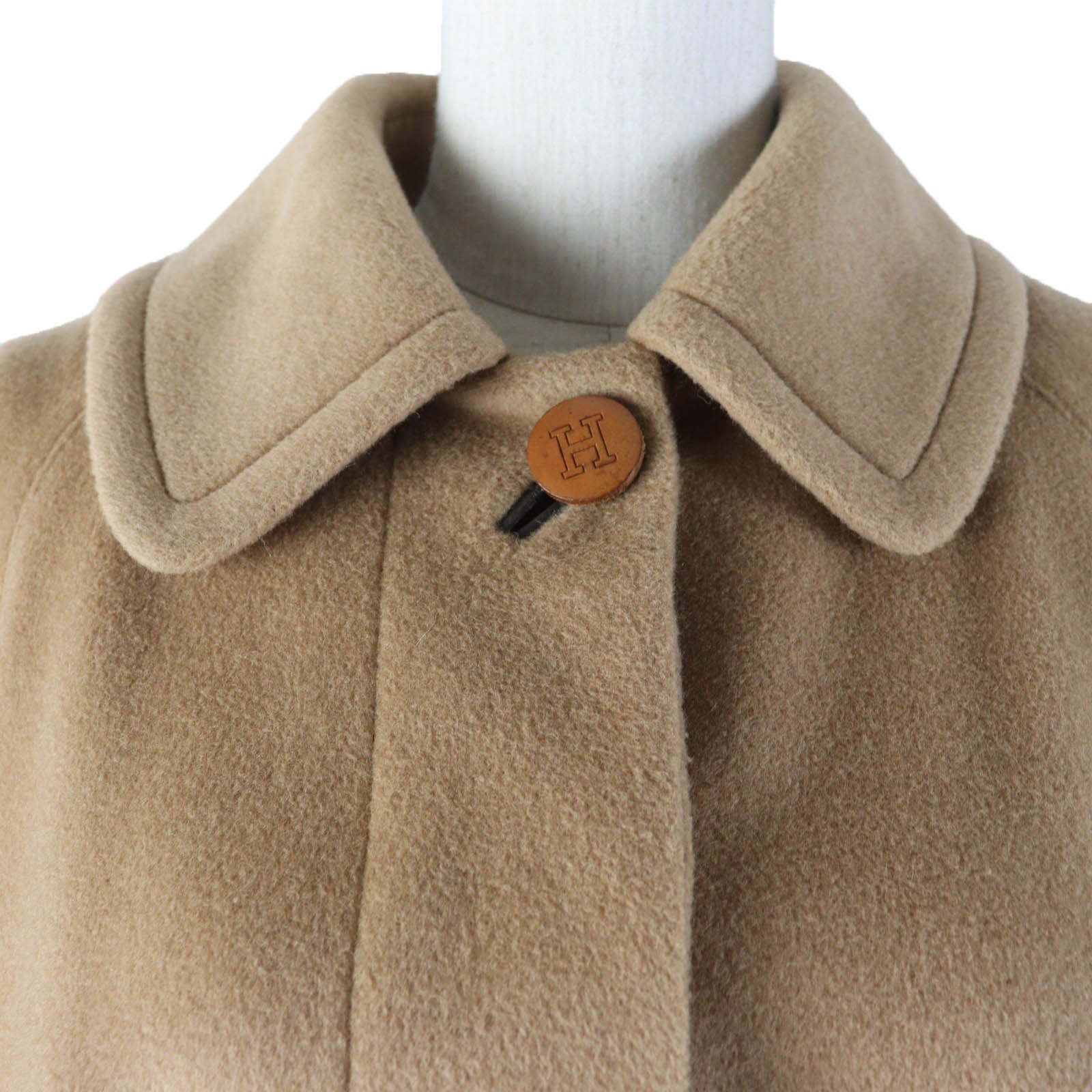 Hermes Camel H Logo Button Coat Women