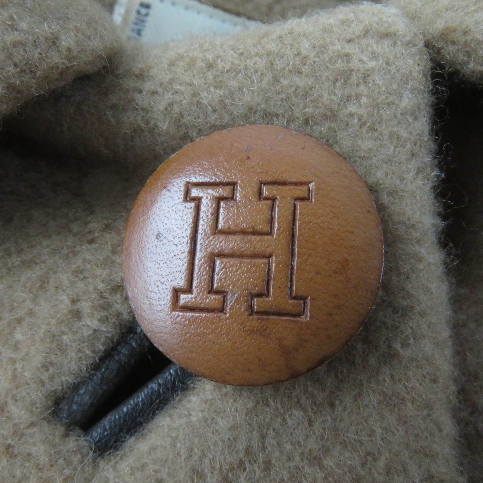 Hermes Camel H Logo Button Coat Women