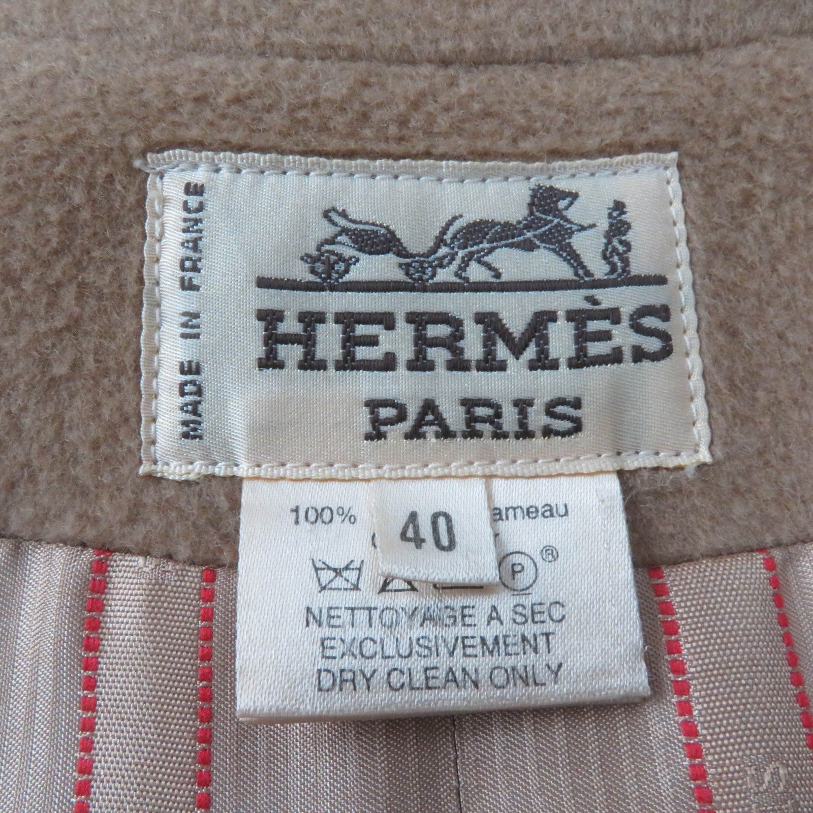 Hermes Camel H Logo Button Coat Women