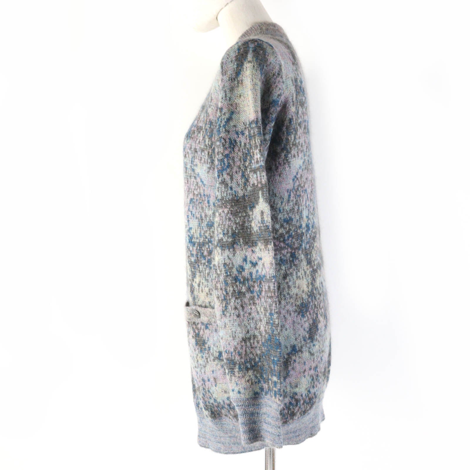 Chanel Mohair Nylon Wool Cardigan Gray 34