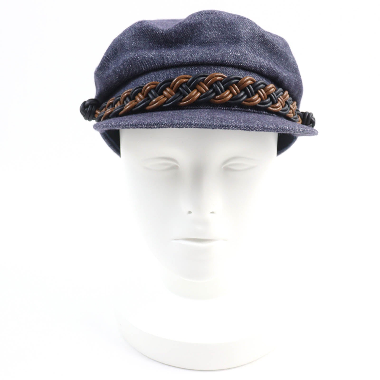 Hermes Linen Sheep Leather Denim Cap 58