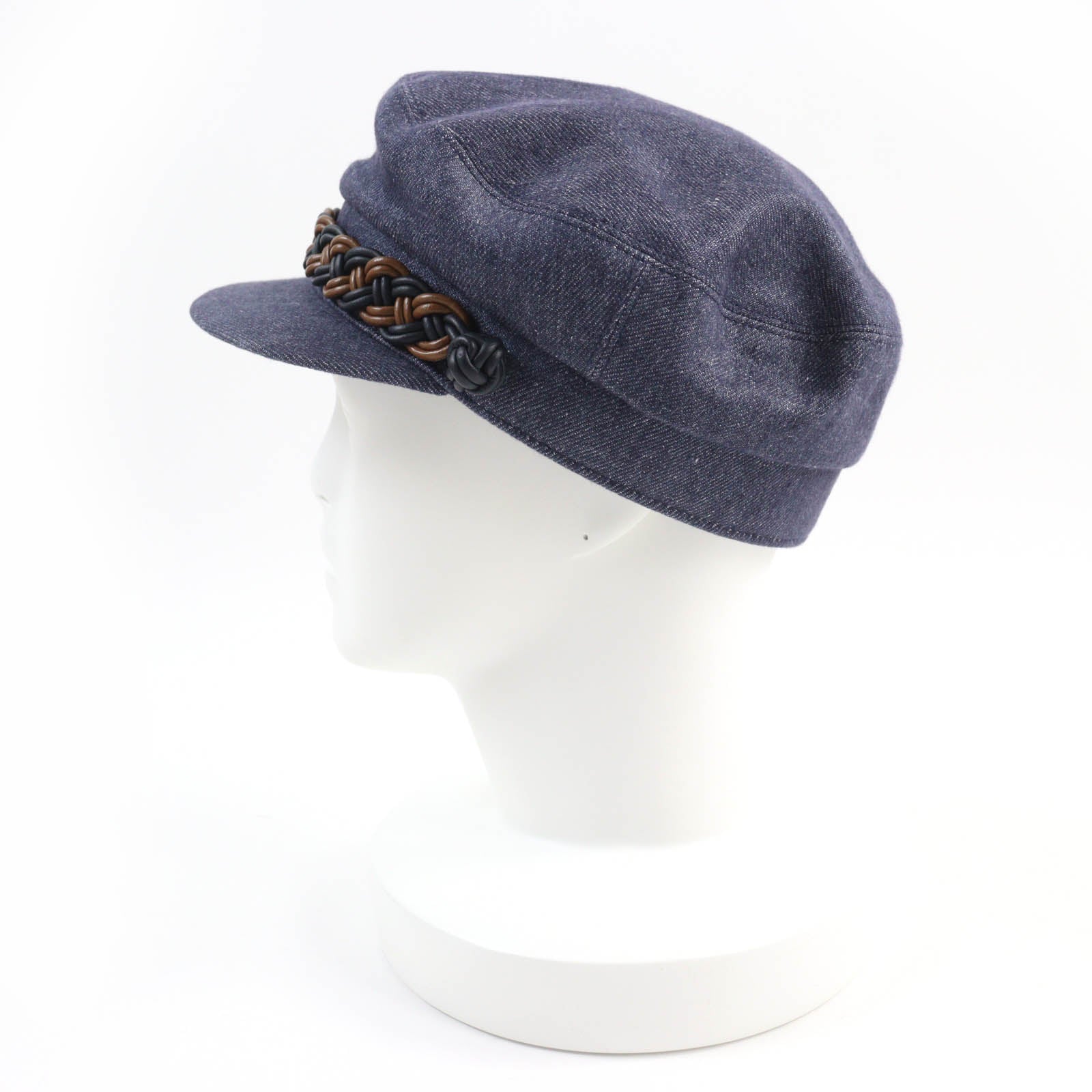 Hermes Linen Sheep Leather Denim Cap 58