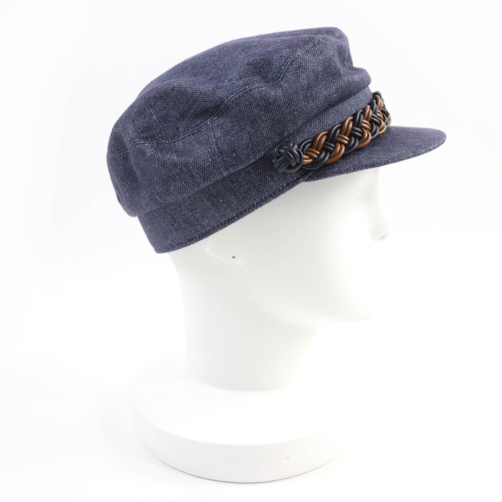 Hermes Linen Sheep Leather Denim Cap 58