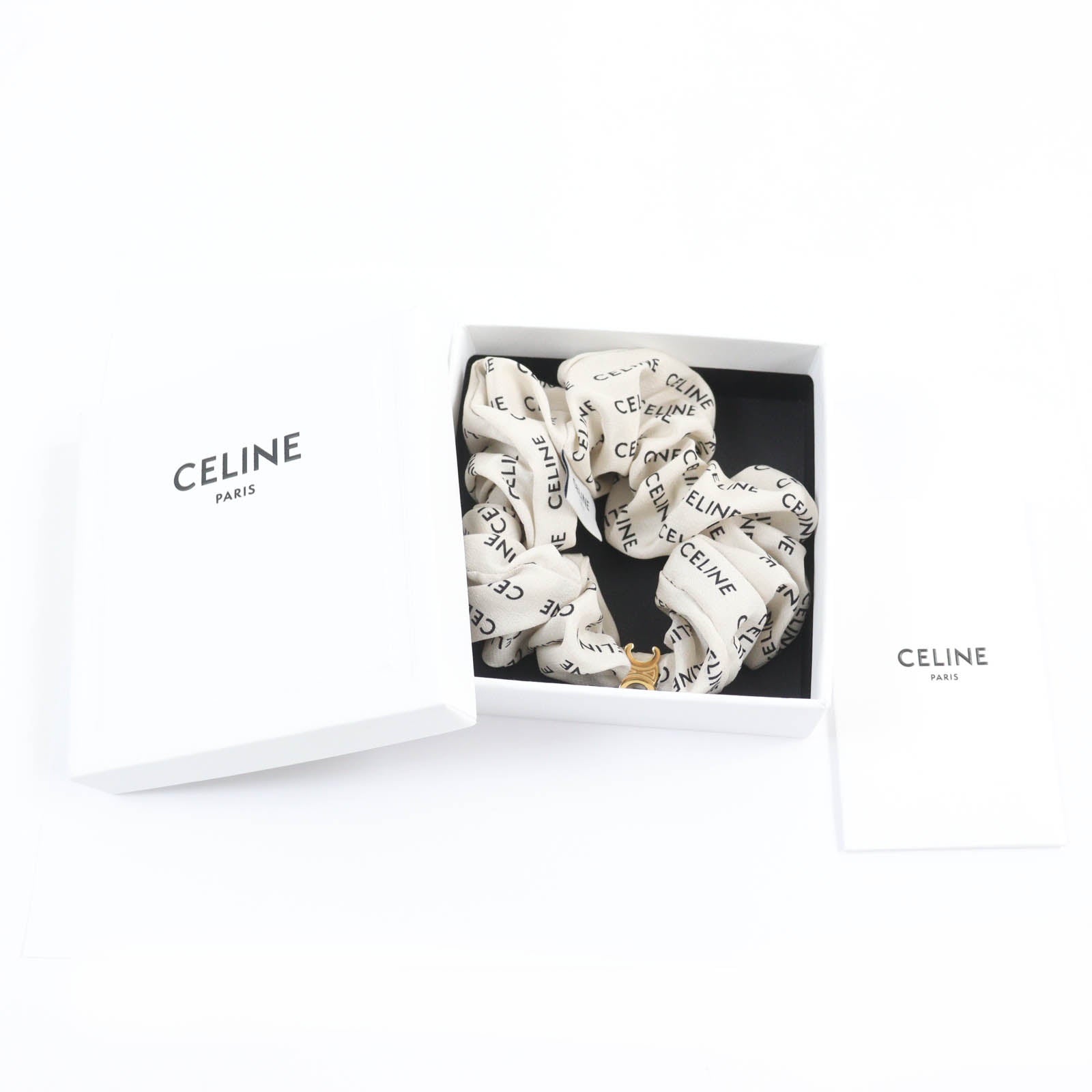 Celine Silk Rayeur Scrunchie Logo Triomphe